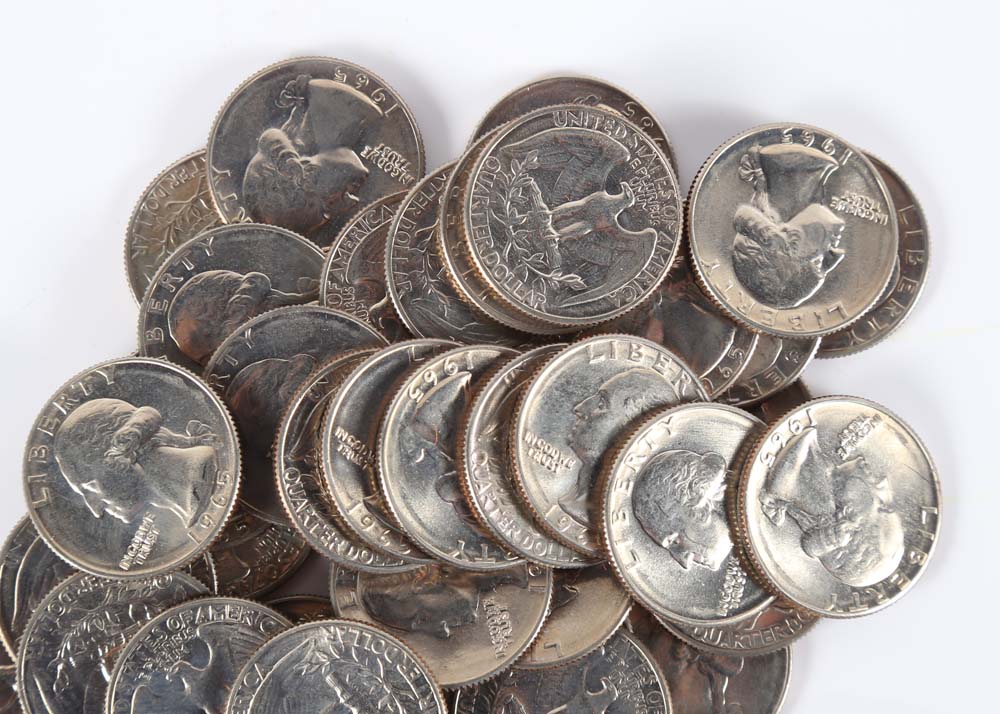 One Roll Uncirculated 1965 Washington Quarters