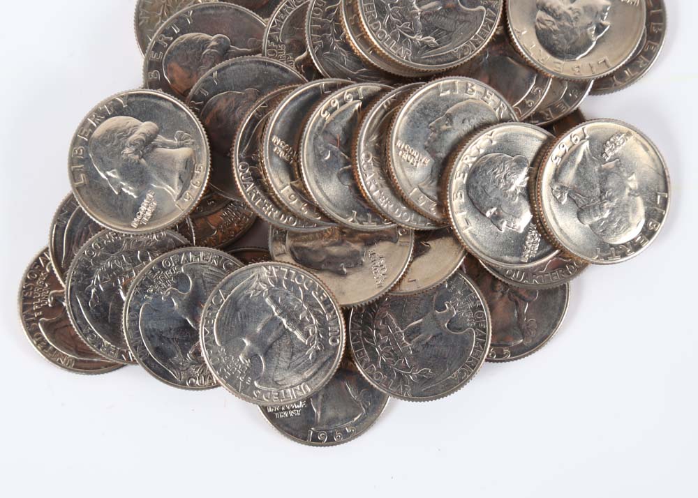 One Roll Uncirculated 1965 Washington Quarters