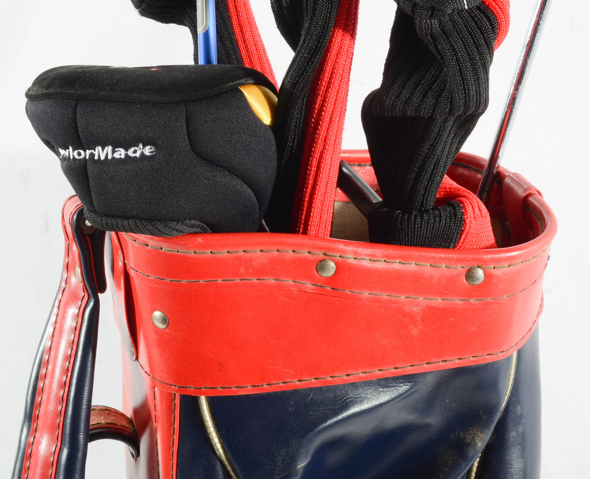 Red and Black Golf Bag with Clubs