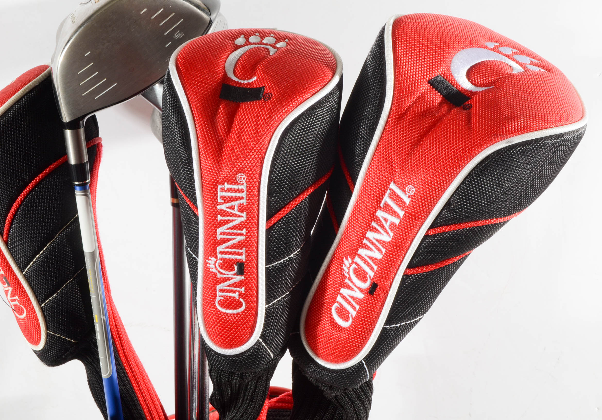 Red and Black Golf Bag with Clubs