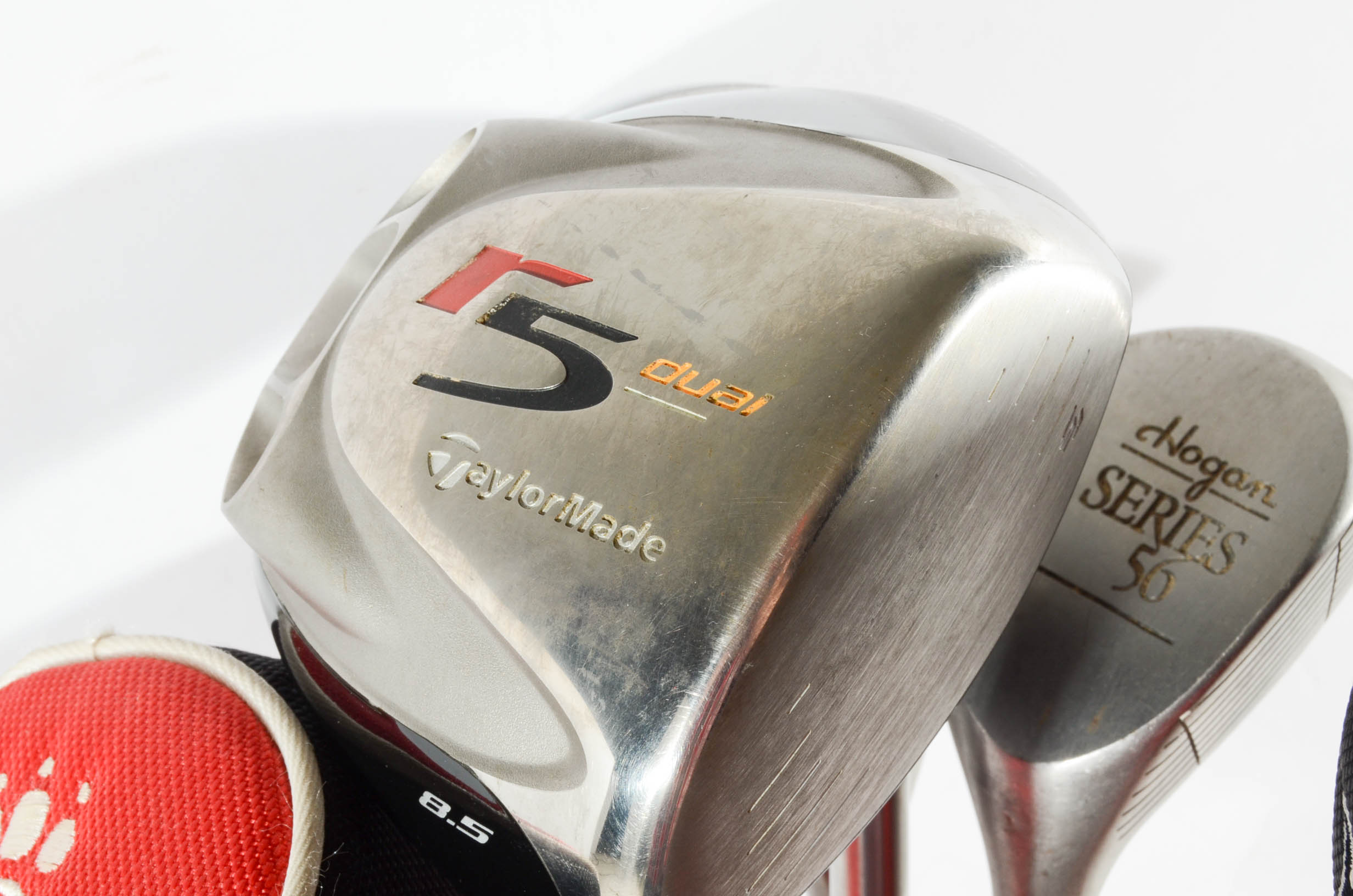 Red and Black Golf Bag with Clubs