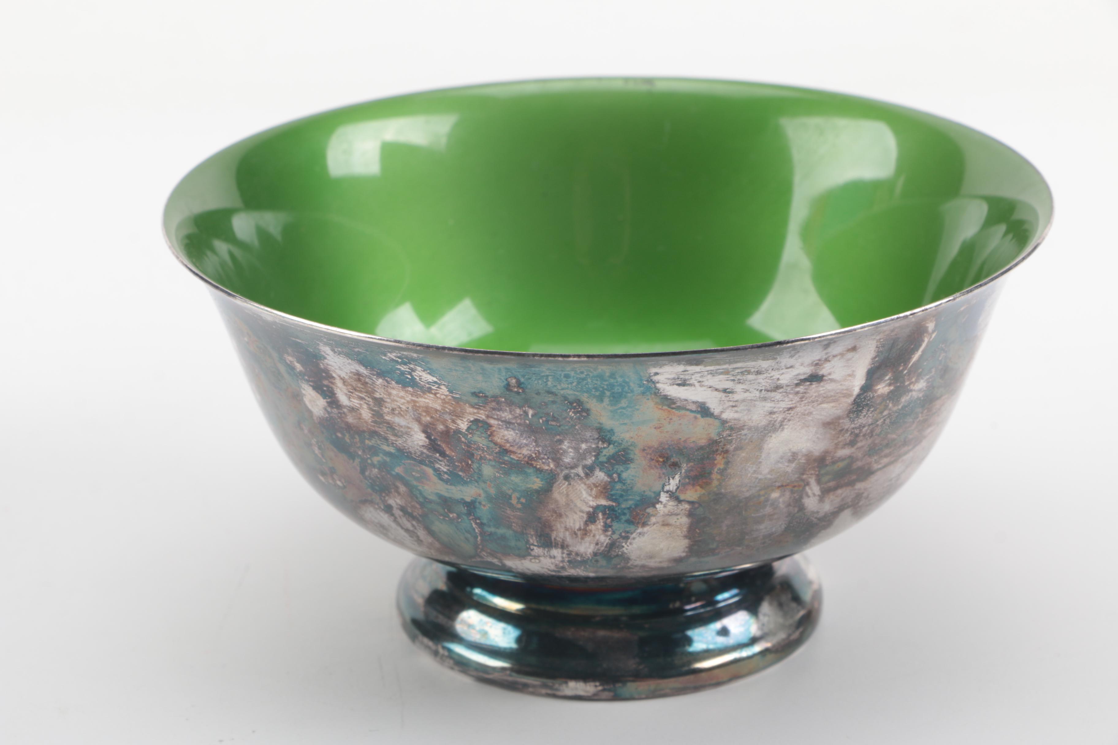 Reed & Barton Silver Plate and Green Enamel Reproduction Paul Revere and More