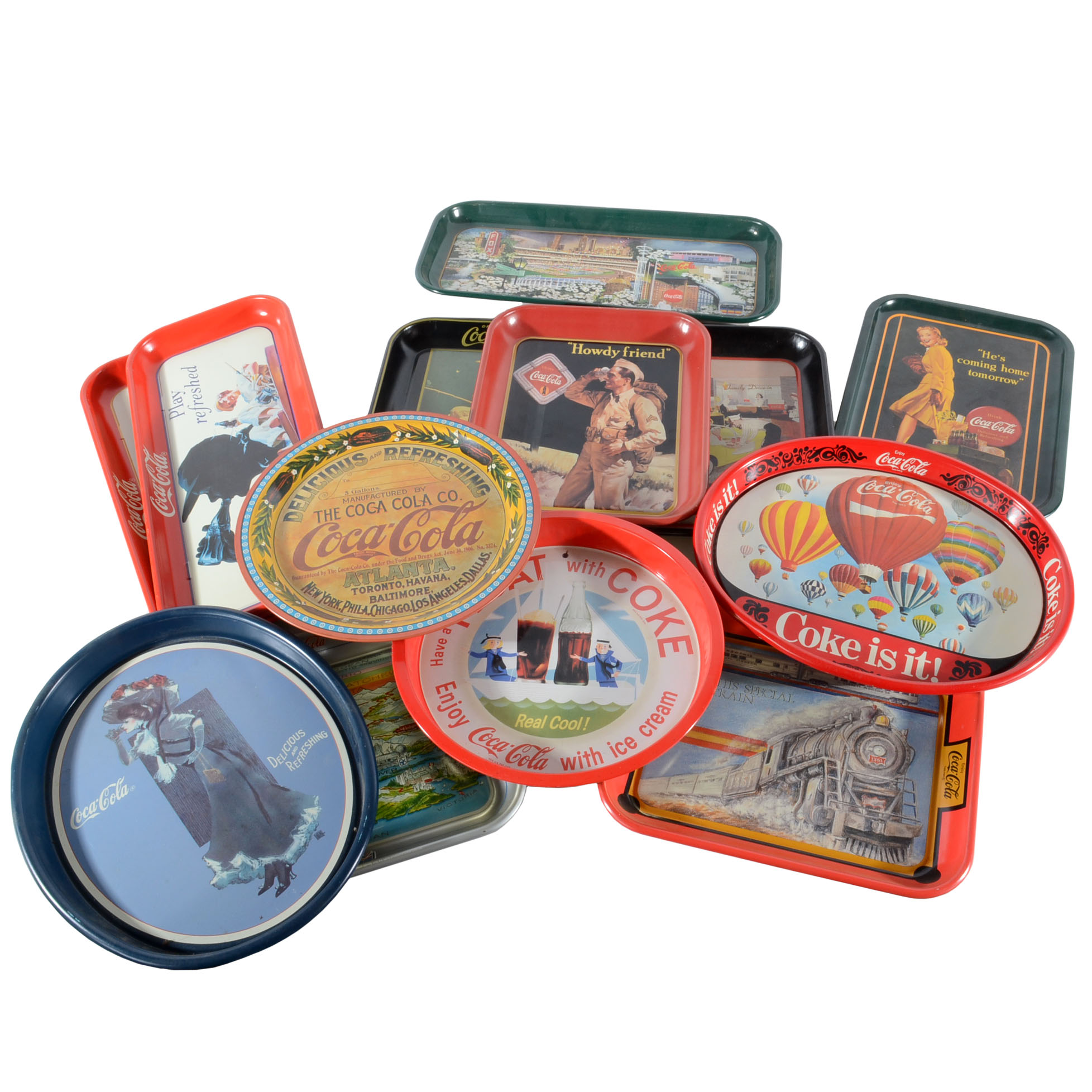 Selection Of Contemporary Coca-Cola Metal Serving Trays