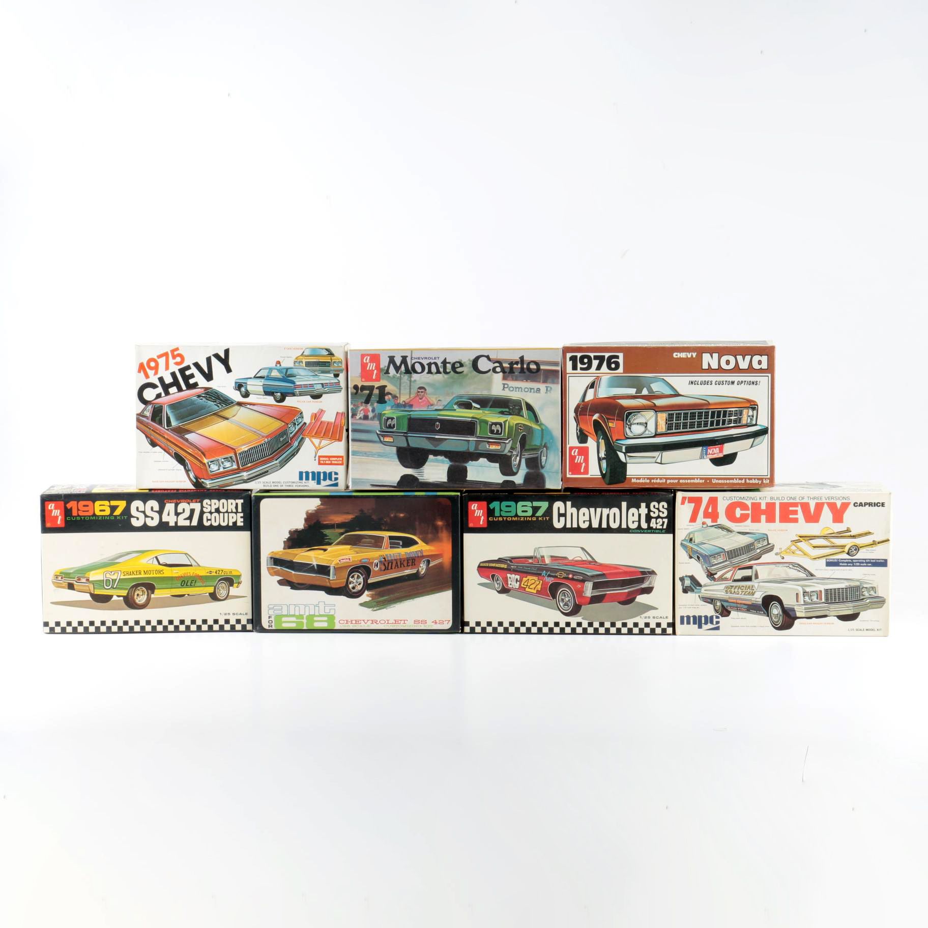 Seven 1970s Chevy Model Kits