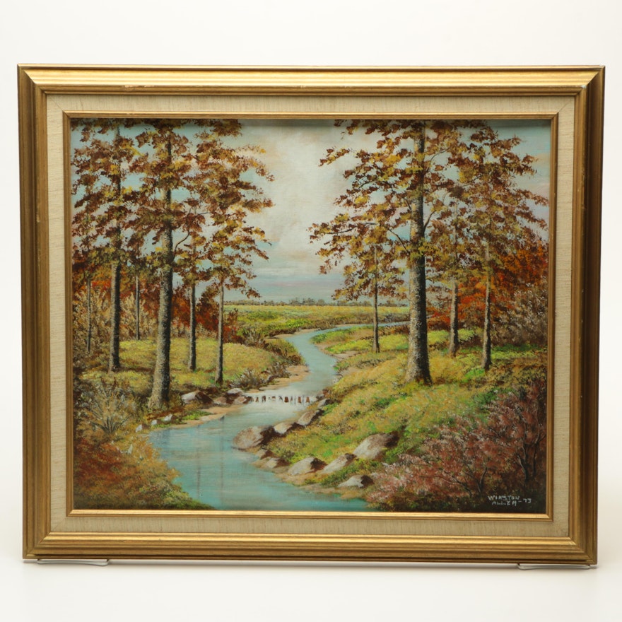 Winston Allen Acrylic Landscape on Canvas Board "High Sierras"