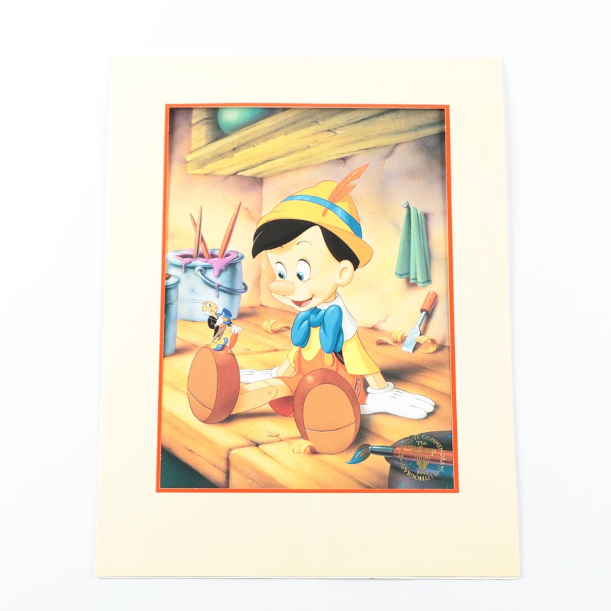 1993 Commemorative Offset Lithograph Print of Walt Disney's "Pinocchio"