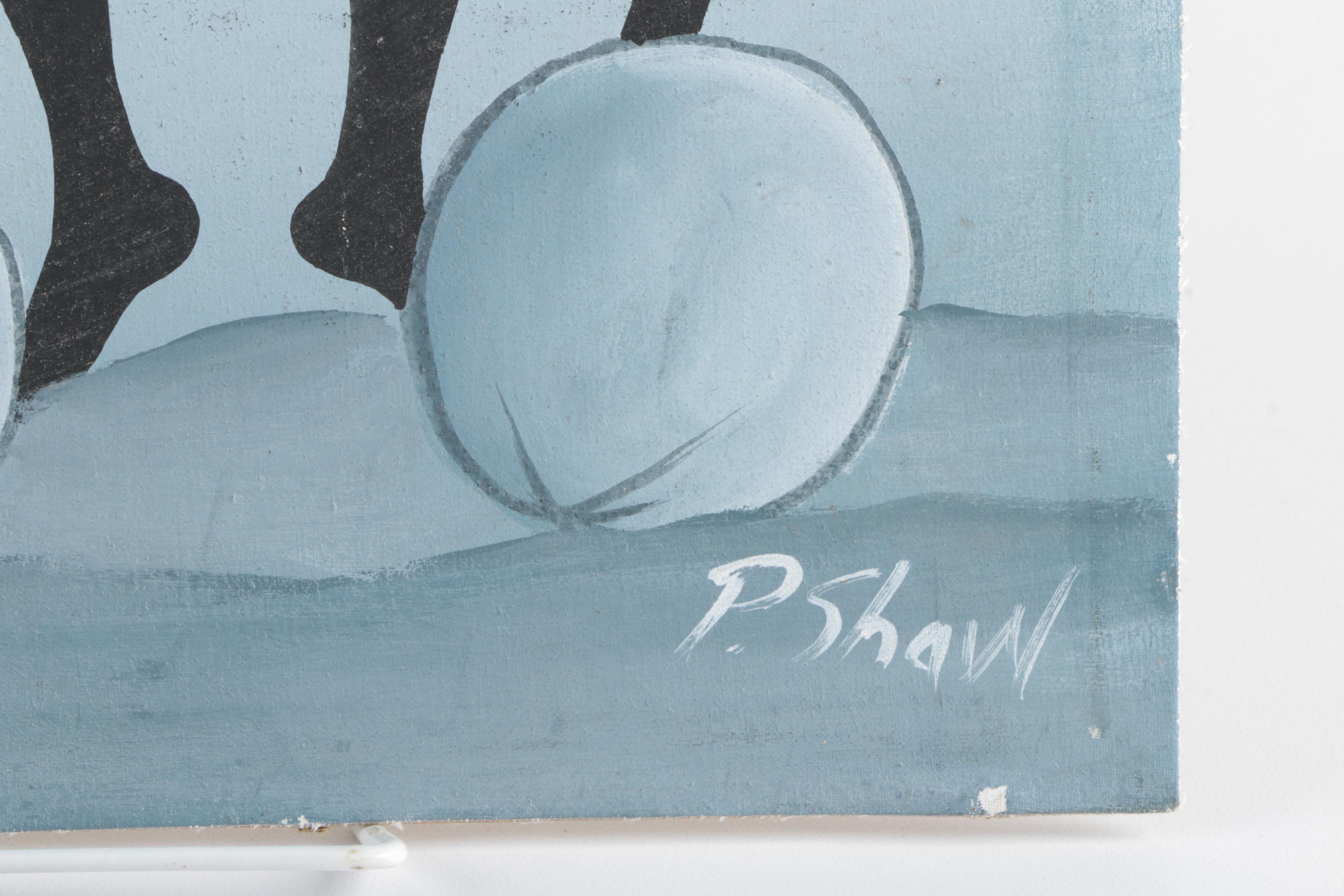 P. Shaw Original Oil Painting of Three Women