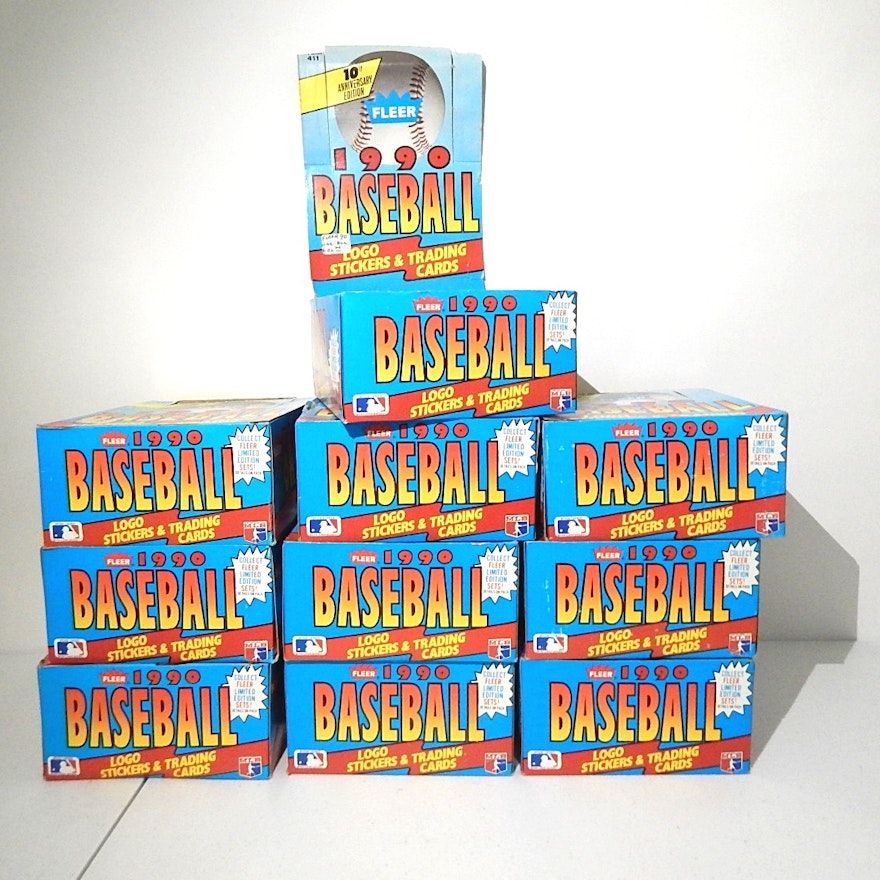 Ten Unopened 1990 Fleer Baseball Wax Boxes