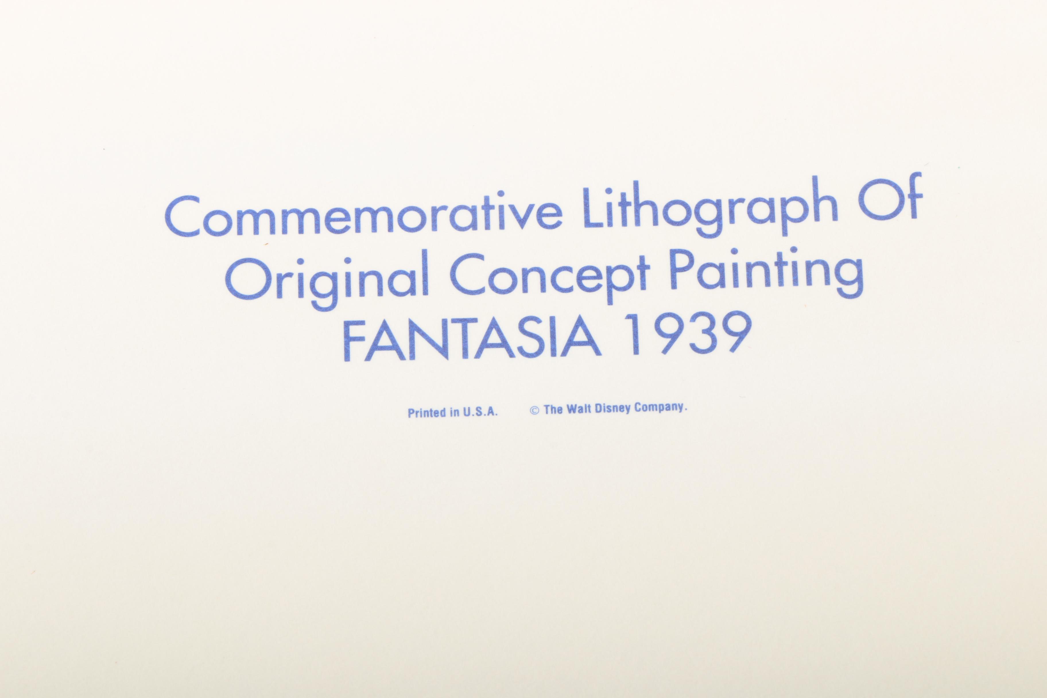 Walt Disney Commemorative Offset Lithographs from Films Including "Fantasia"