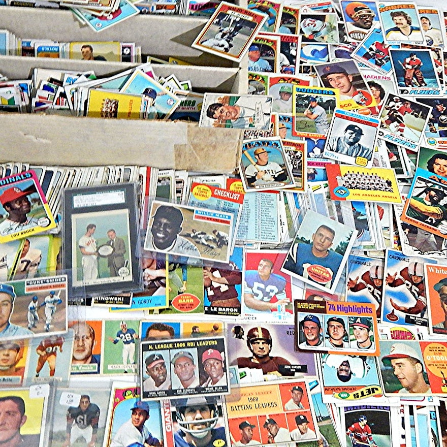 Large Sports Card Collection with Mostly 1970s and 1950s to 1960s