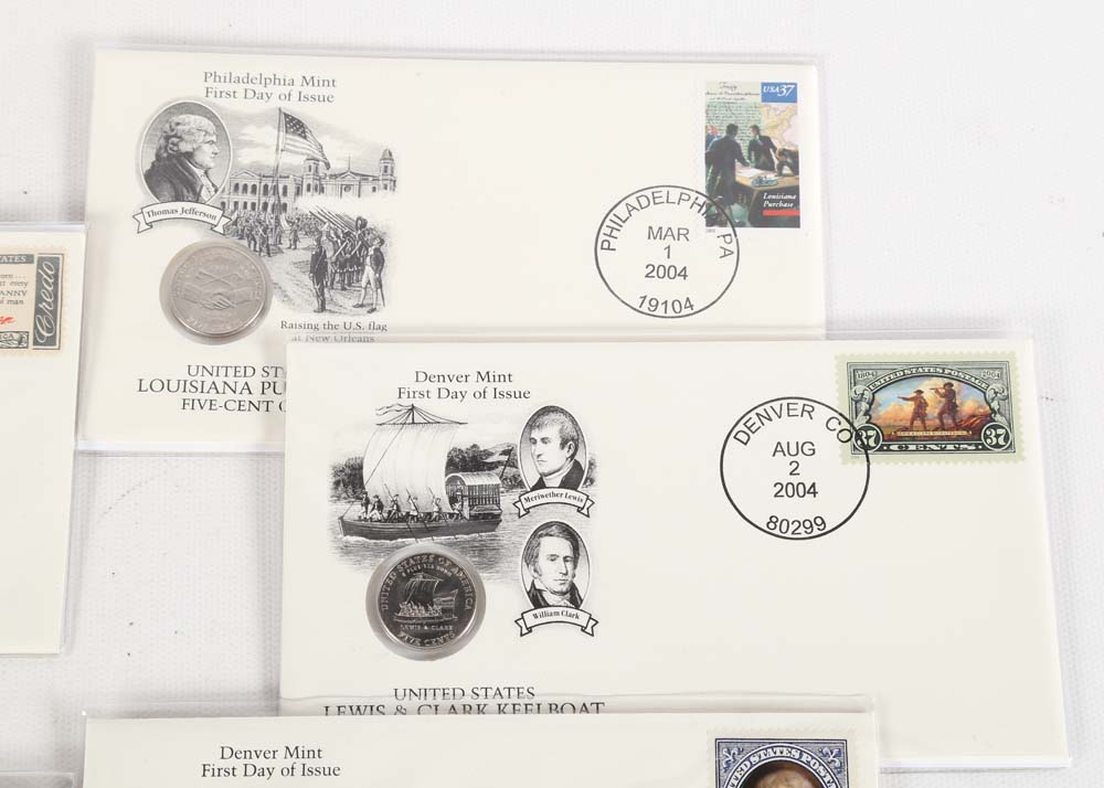 First Day of Issue Uncirculated US Nickels 2004-2006