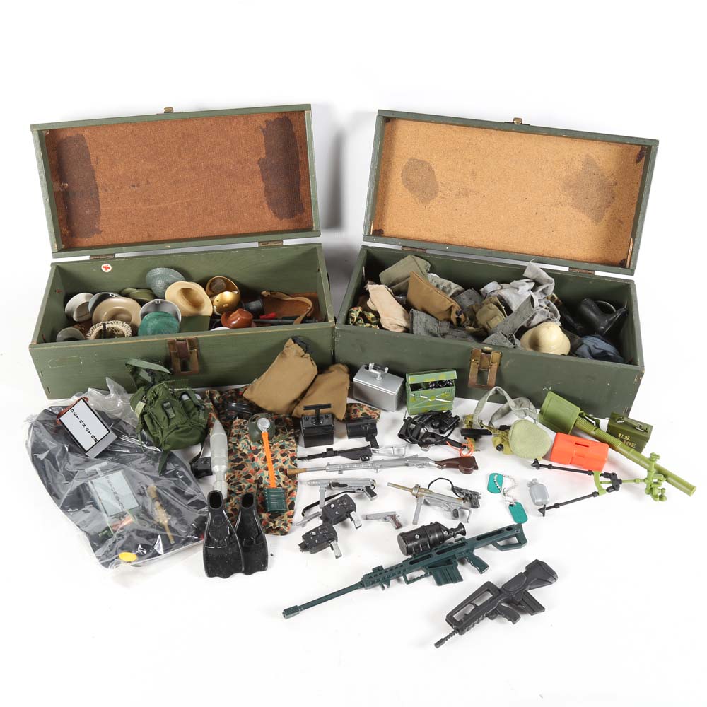 Vintage GI Joe Foot Lockers and Accessories