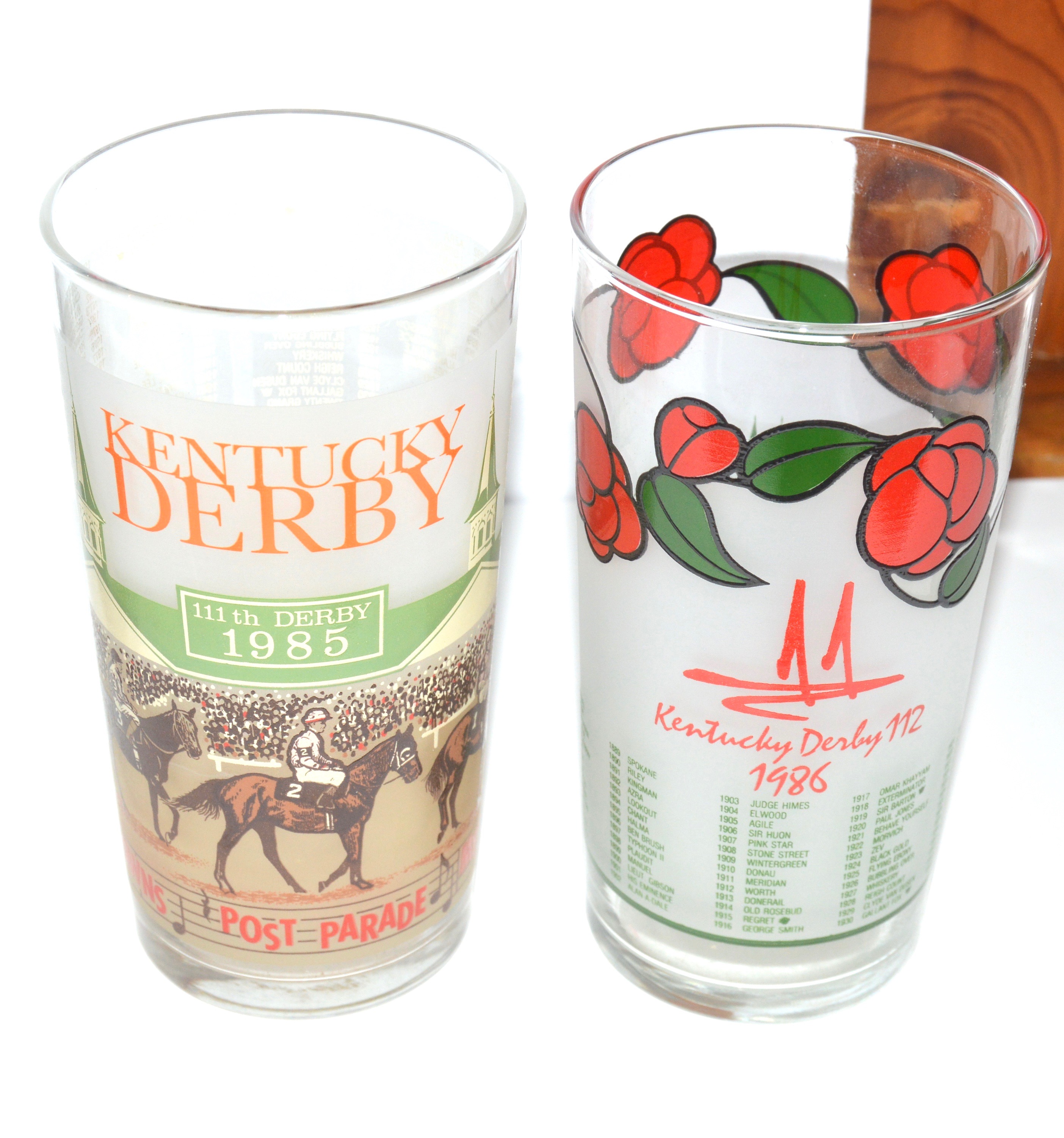 Vintage Kentucky Derby Julep Glasses,  1970s-80s