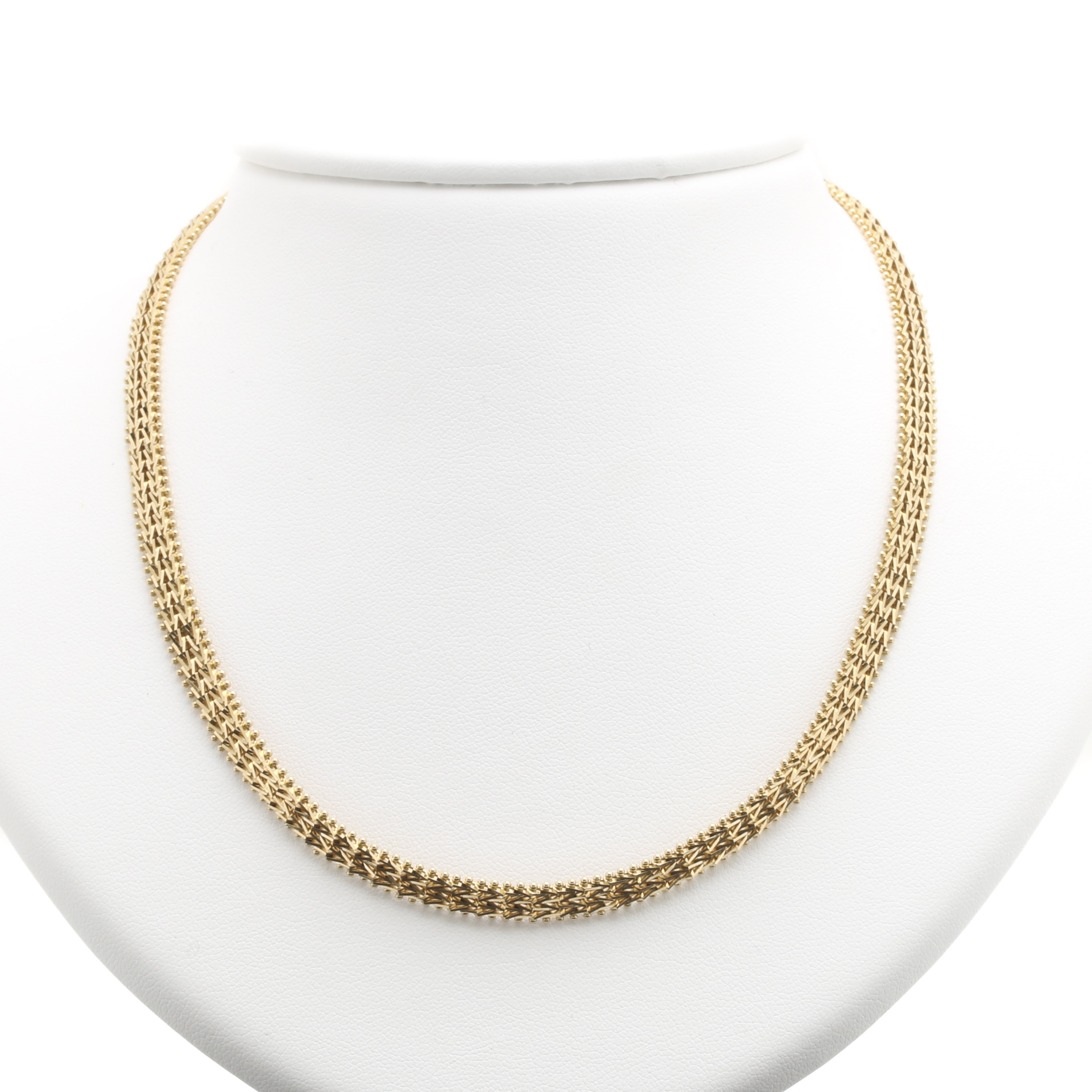 14K Yellow Gold Chevron Gate Link Necklace
