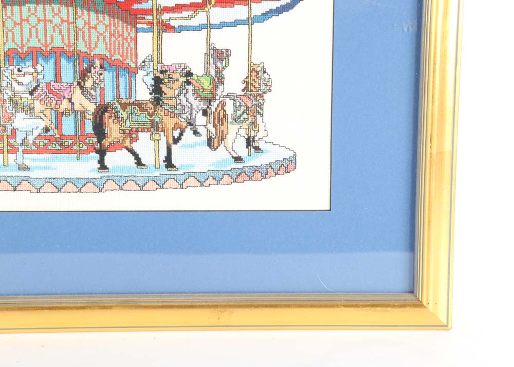 Framed Carousel Needlepoint