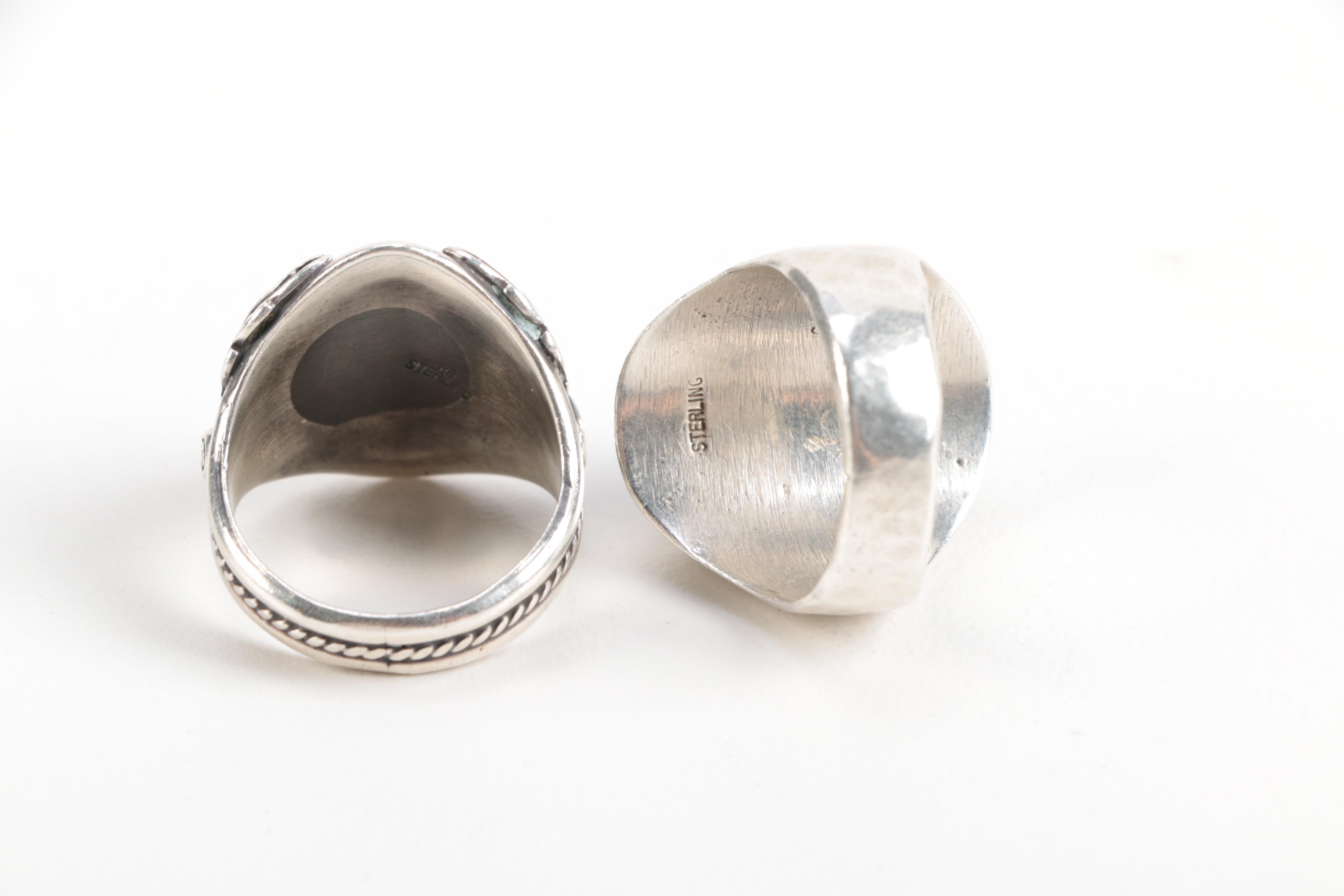 Sterling Silver Gemstone Rings Featuring Native American Silversmiths