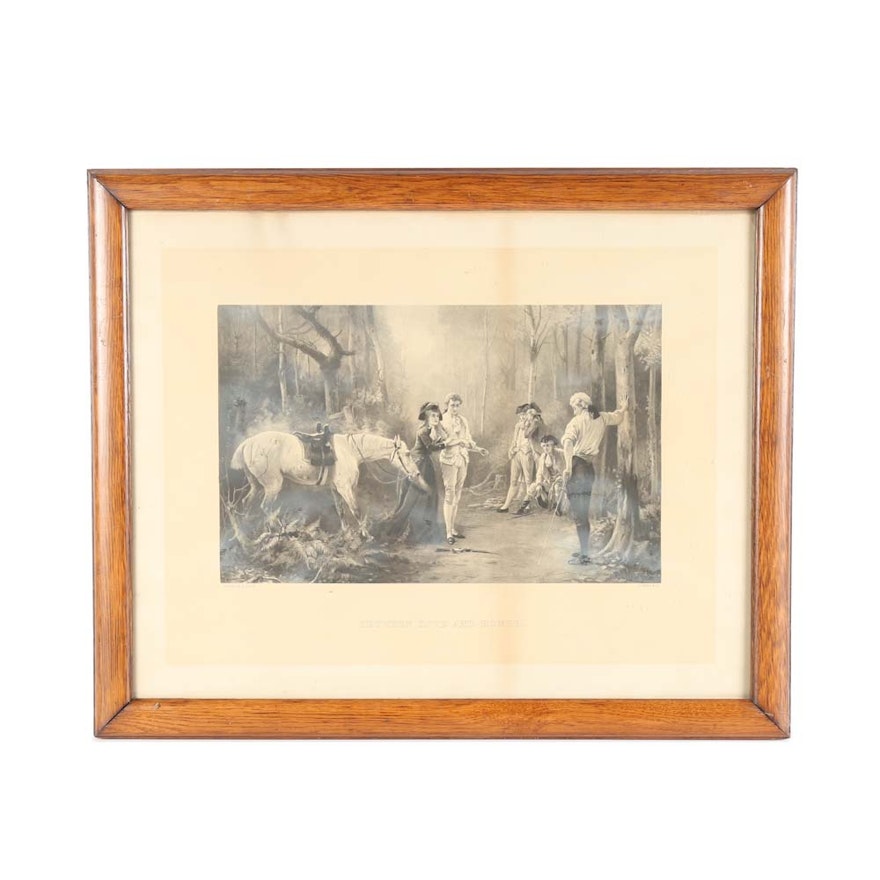 After John Pott Vintage Etching "Between Love and Honor"