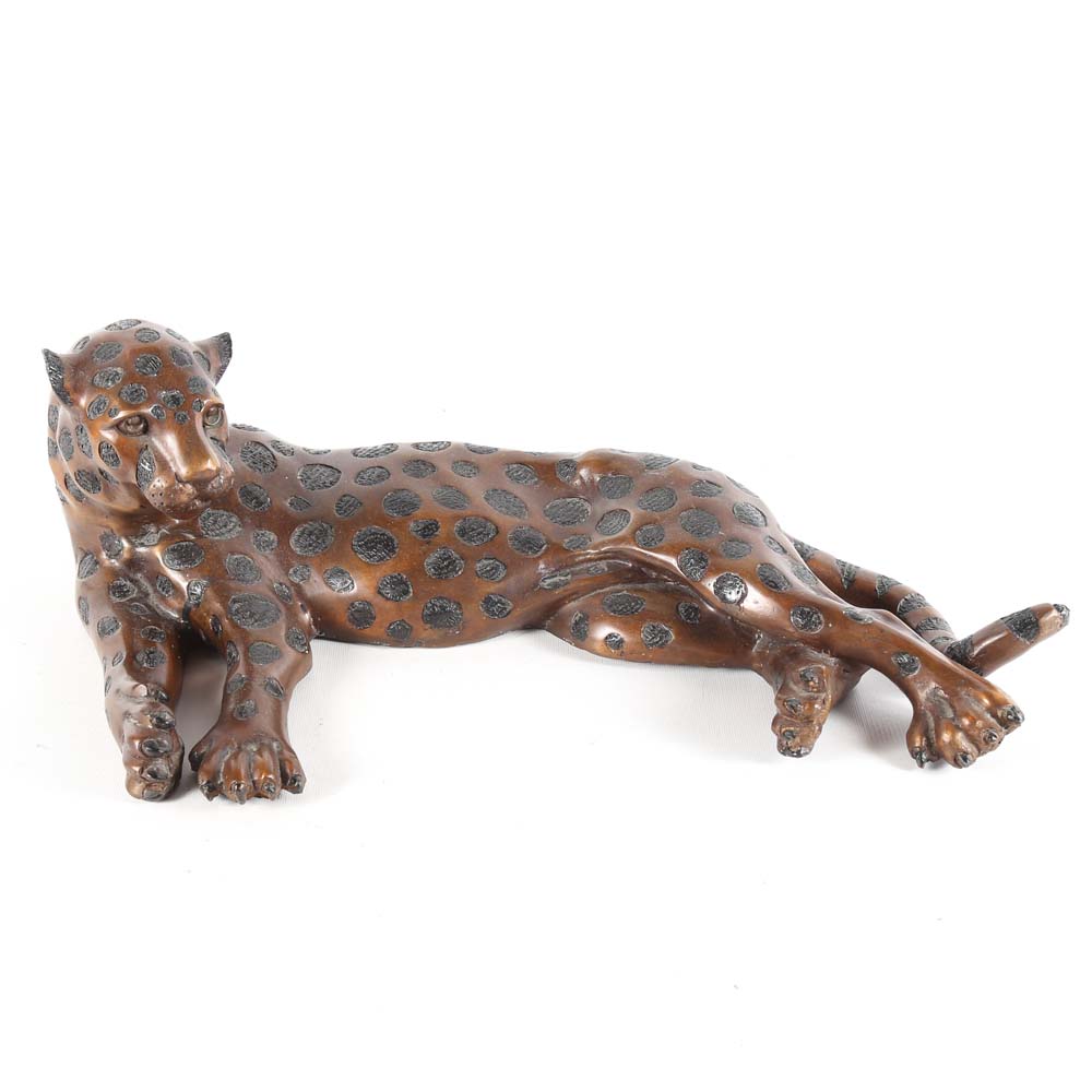 Cast Metal Leopard Statue EBTH