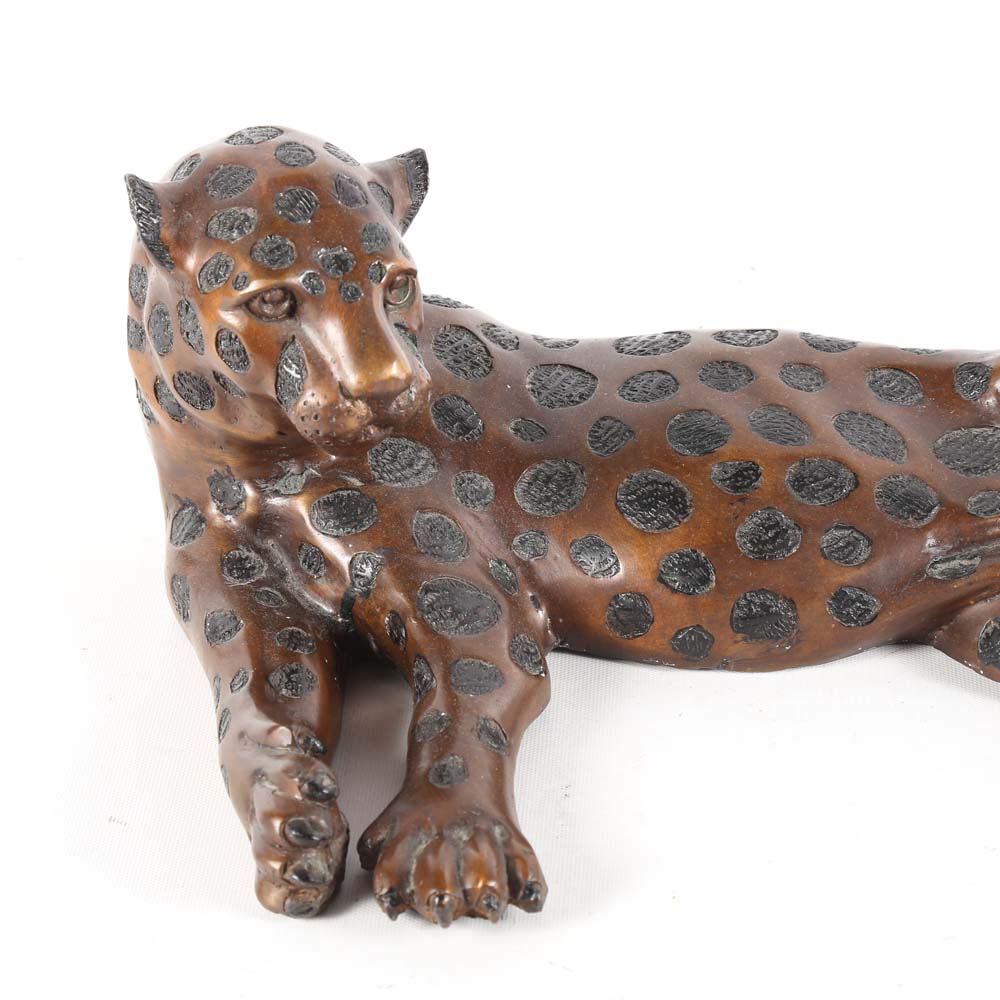Cast Metal Leopard Statue