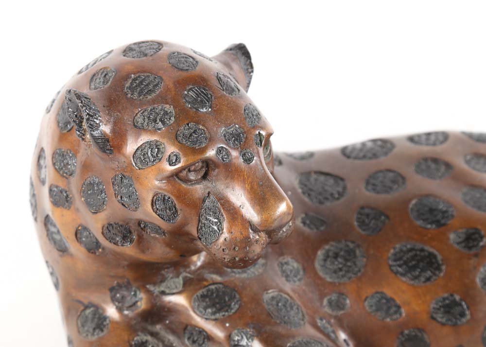 Cast Metal Leopard Statue