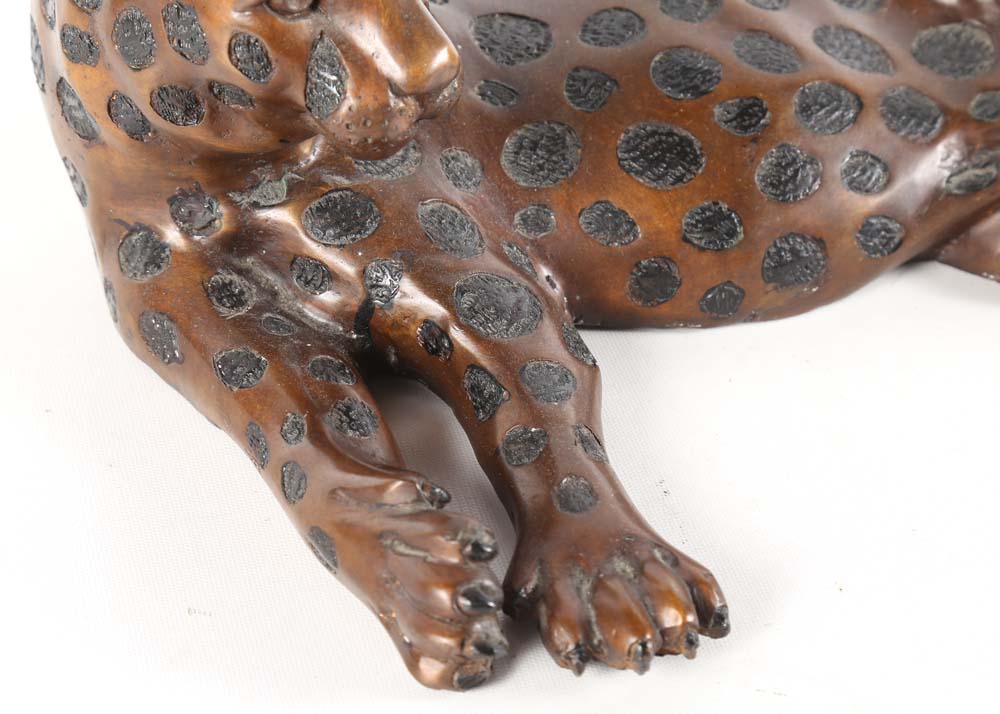 Cast Metal Leopard Statue