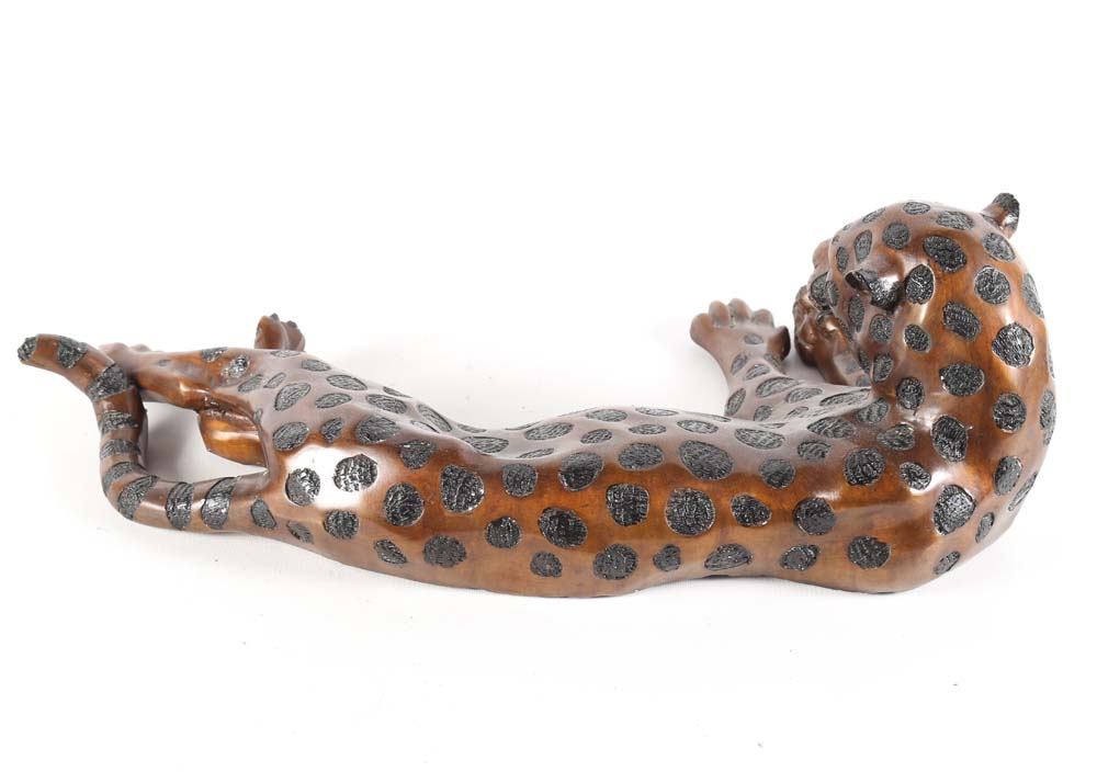 Cast Metal Leopard Statue
