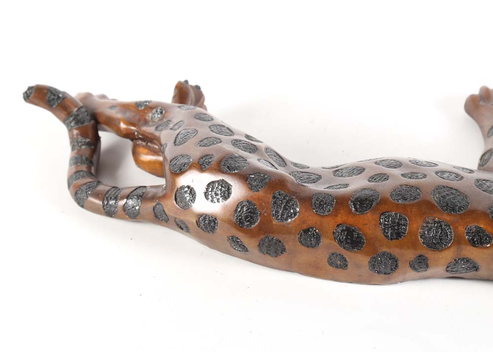 Cast Metal Leopard Statue
