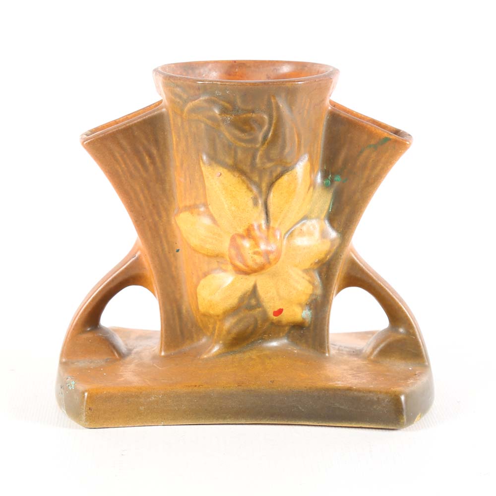 Vintage Roseville "Clematis" Triple Bud Vase