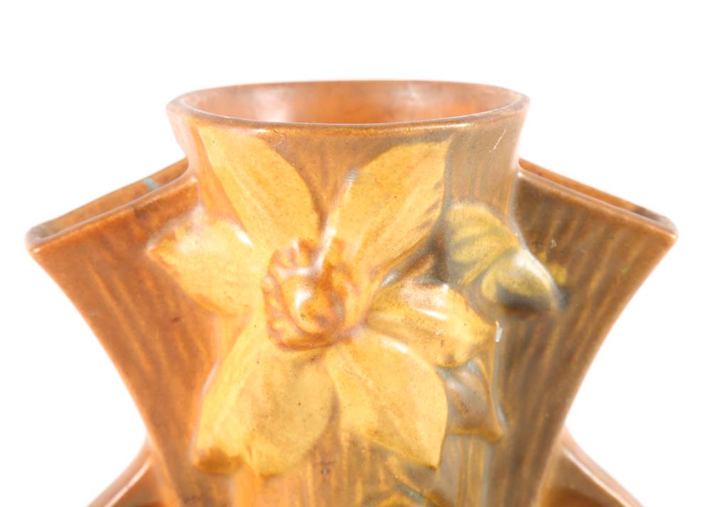 Vintage Roseville "Clematis" Triple Bud Vase