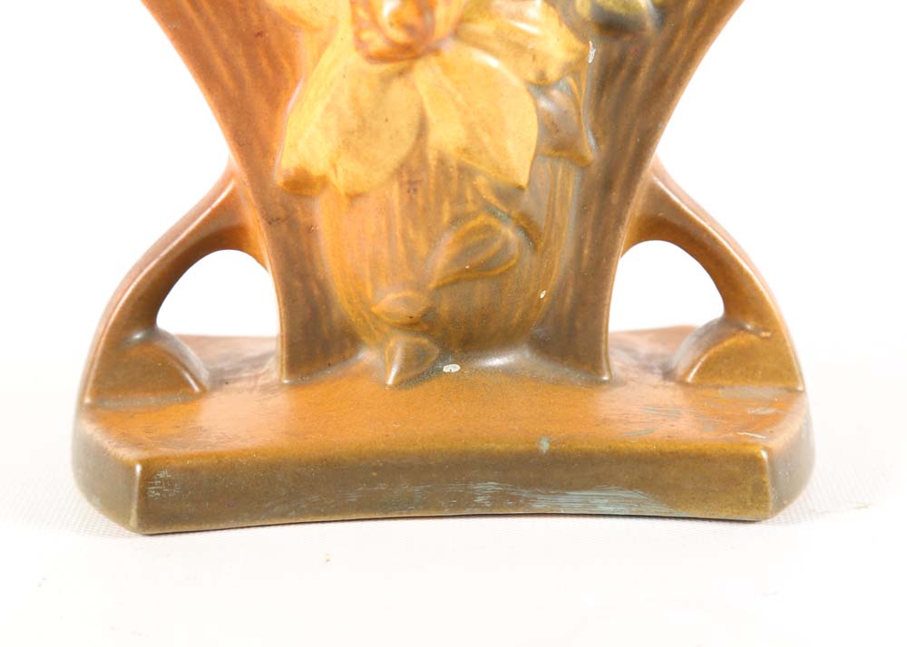 Vintage Roseville "Clematis" Triple Bud Vase