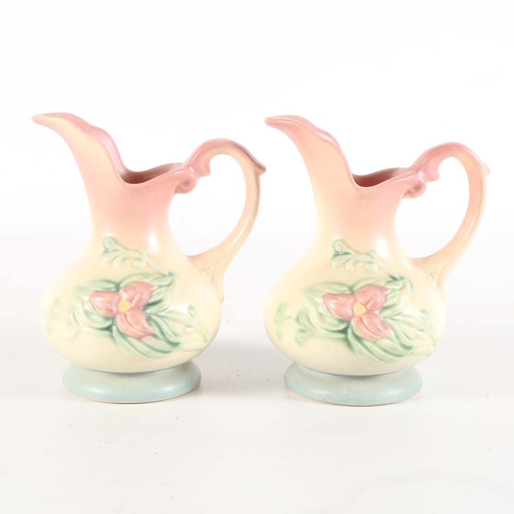 Pair of Vintage Hull "Wildflower" Art Pottery Ewers