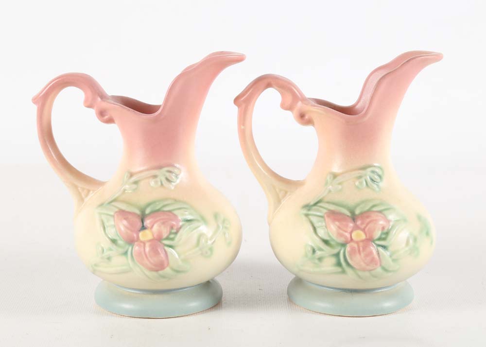 Pair of Vintage Hull "Wildflower" Art Pottery Ewers