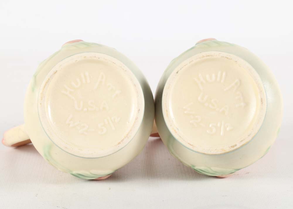 Pair of Vintage Hull "Wildflower" Art Pottery Ewers