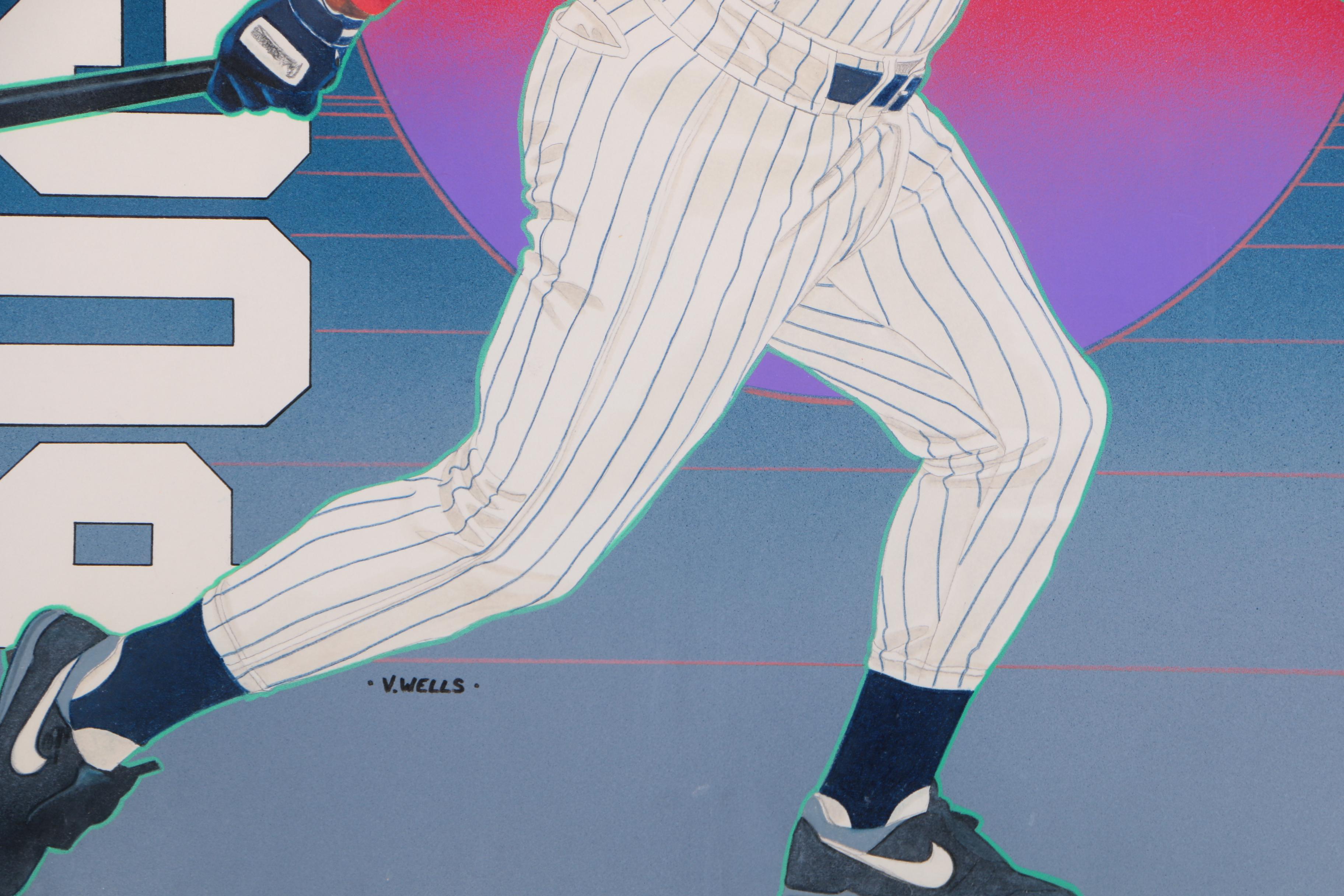 Vernon Wells Mixed Media Drawing of Kirby Puckett