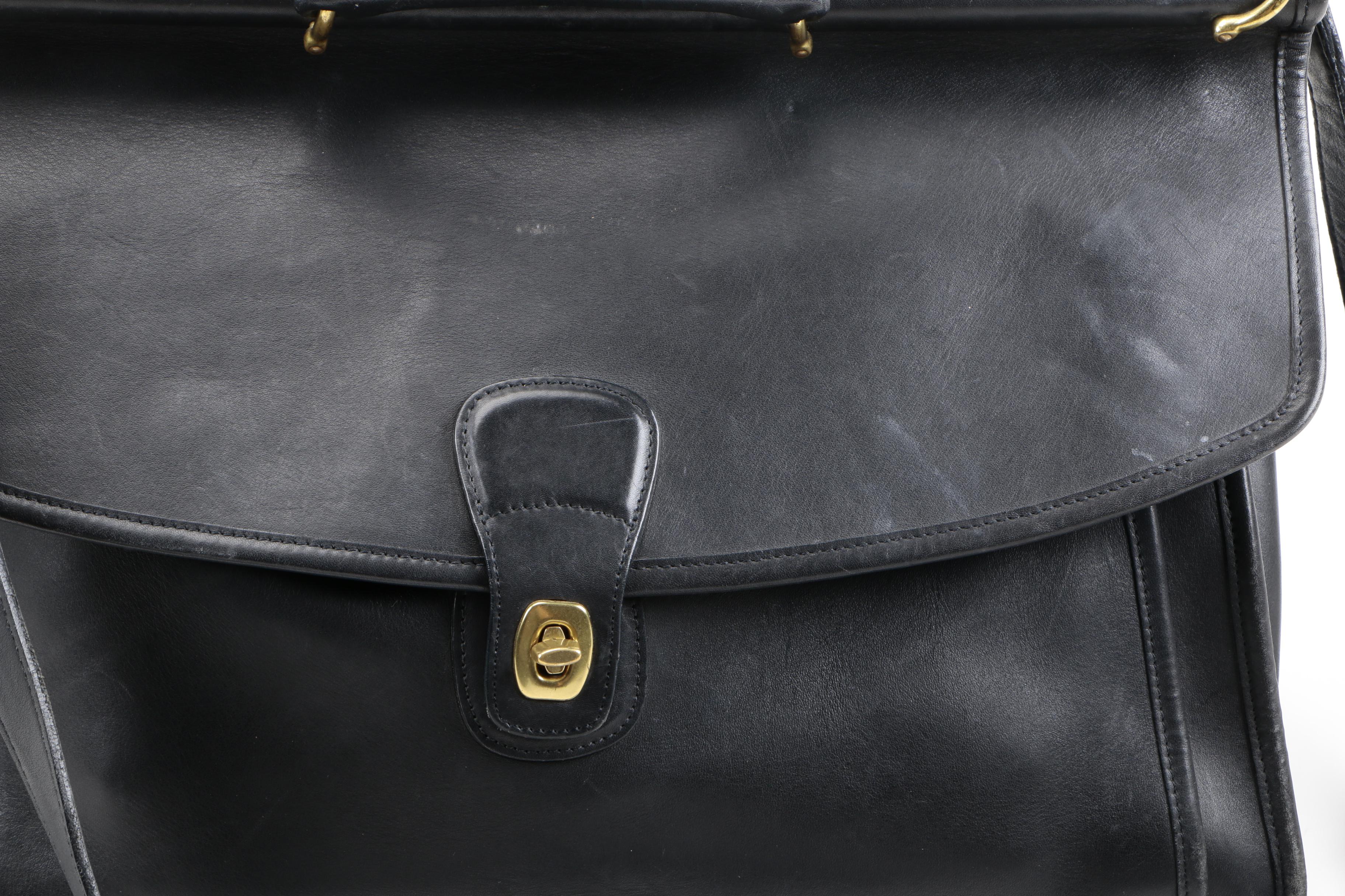 Vintage Coach "Beekman" Black Leather Briefcase