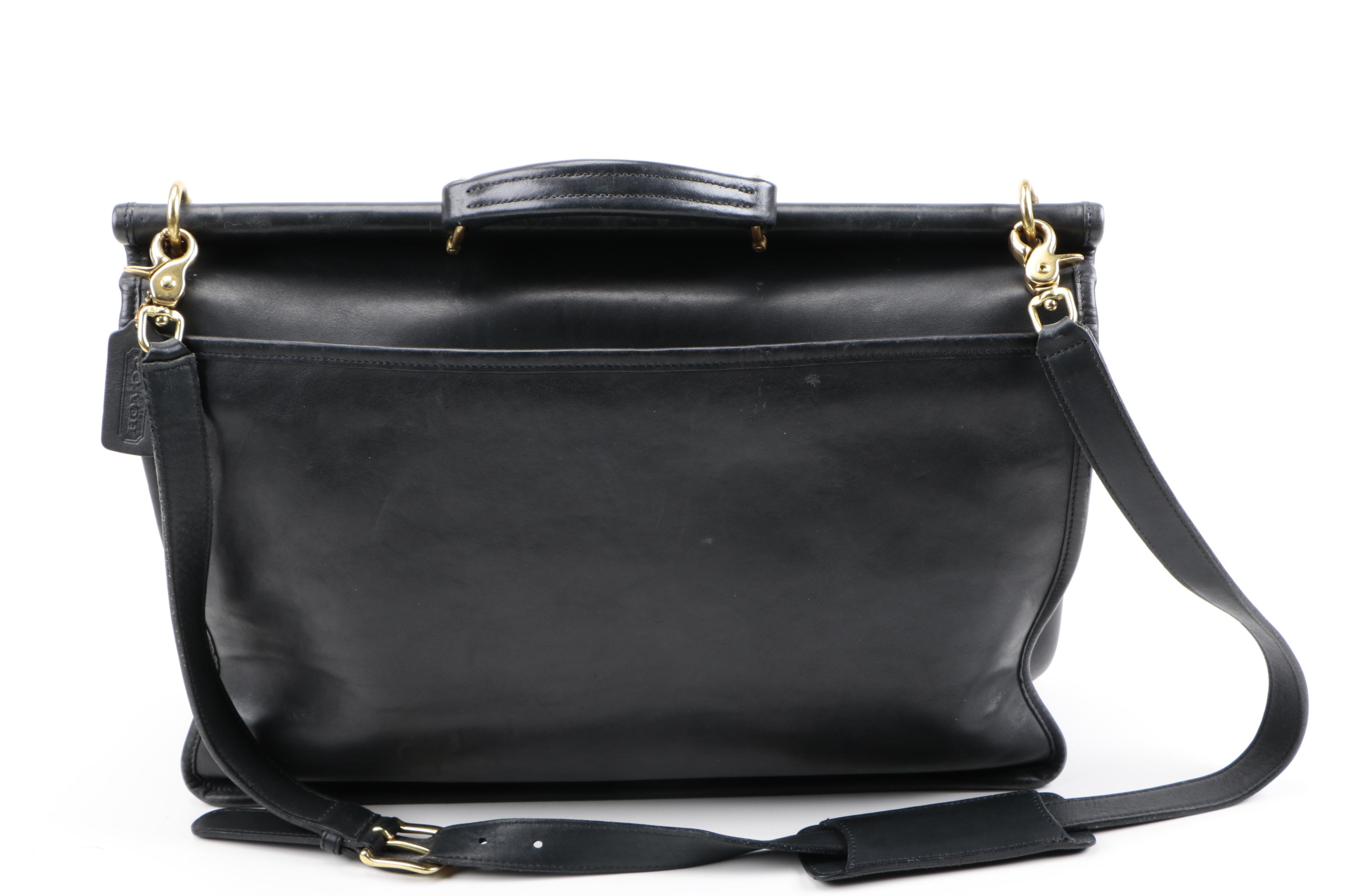 Vintage Coach "Beekman" Black Leather Briefcase