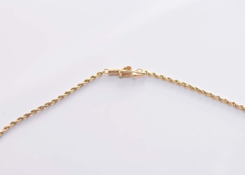 14K Yellow Gold Rope Chain Necklace