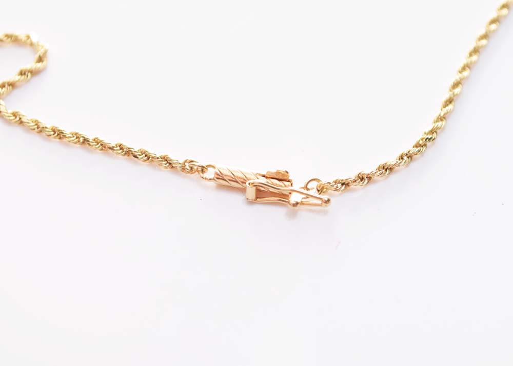 14K Yellow Gold Rope Chain Necklace