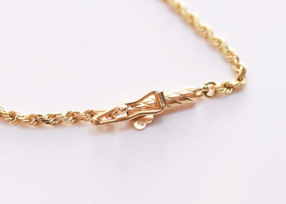 14K Yellow Gold Rope Chain Necklace