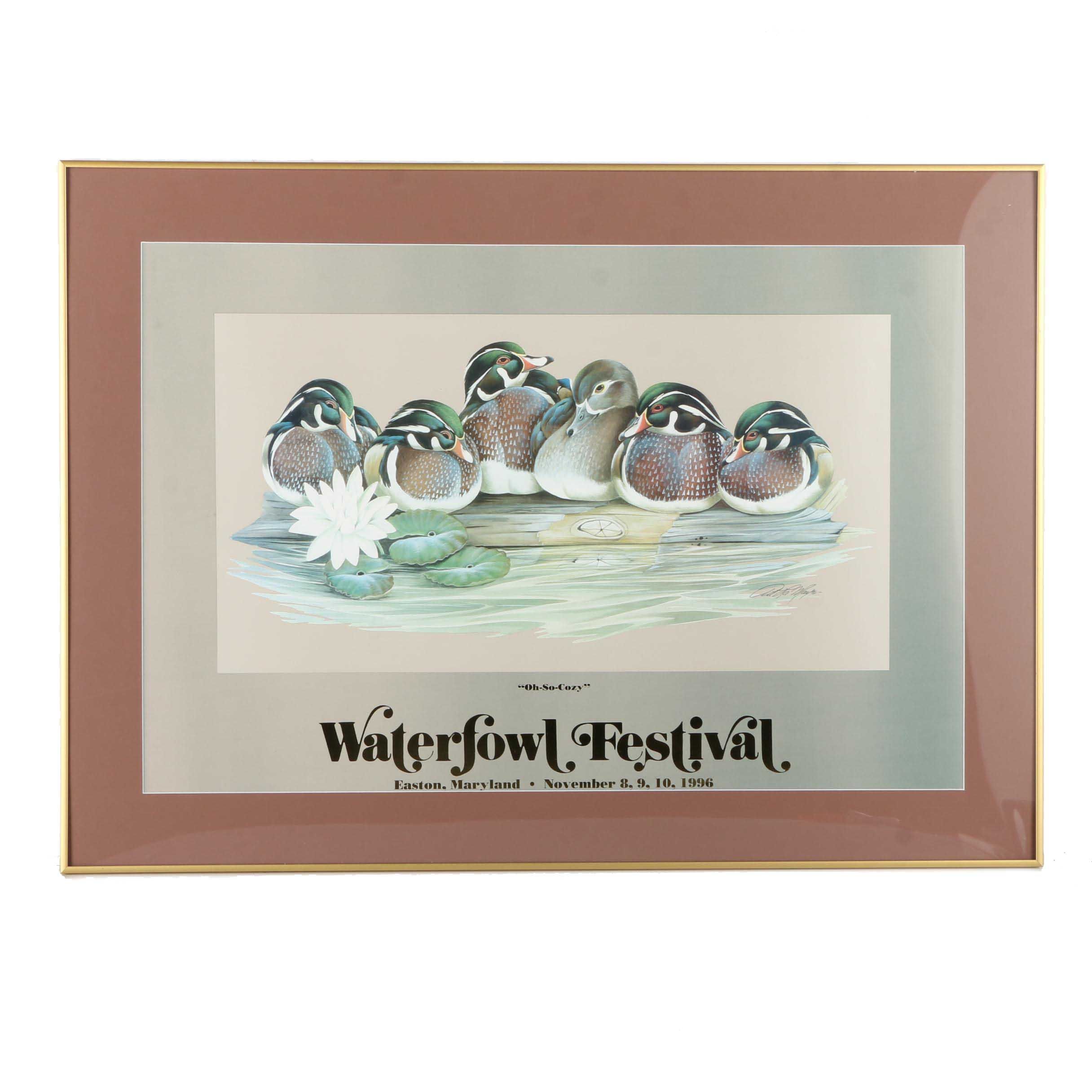 Art LaMay 1996 Waterfowl Festival Offset Lithograph Poster "Oh-So-Cozy"
