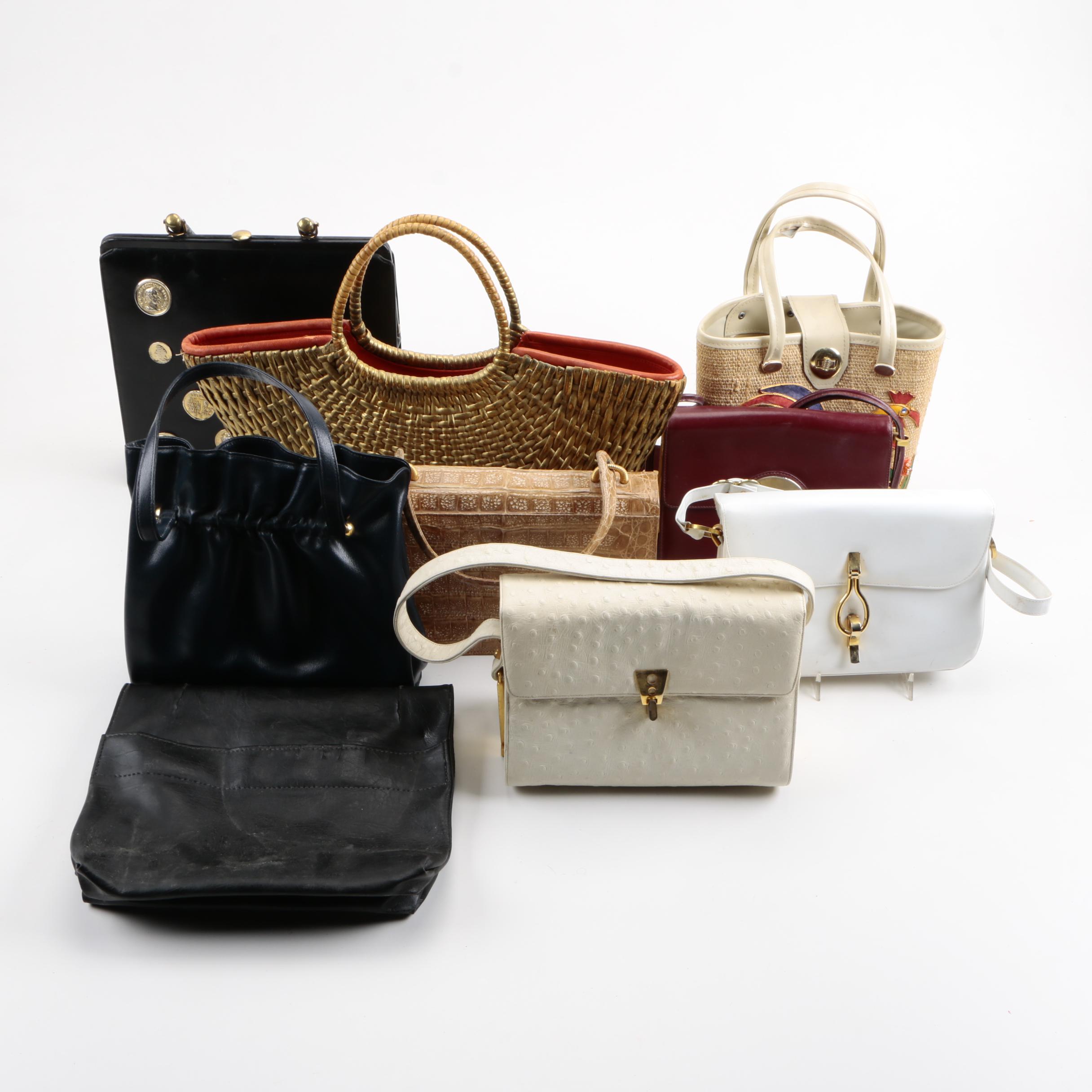Assortment of Vintage Handbags Including Alligator Saks Fifth Avenue