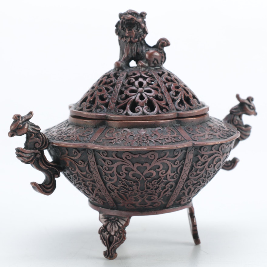 Chinese Incense Burner with Lion Motif