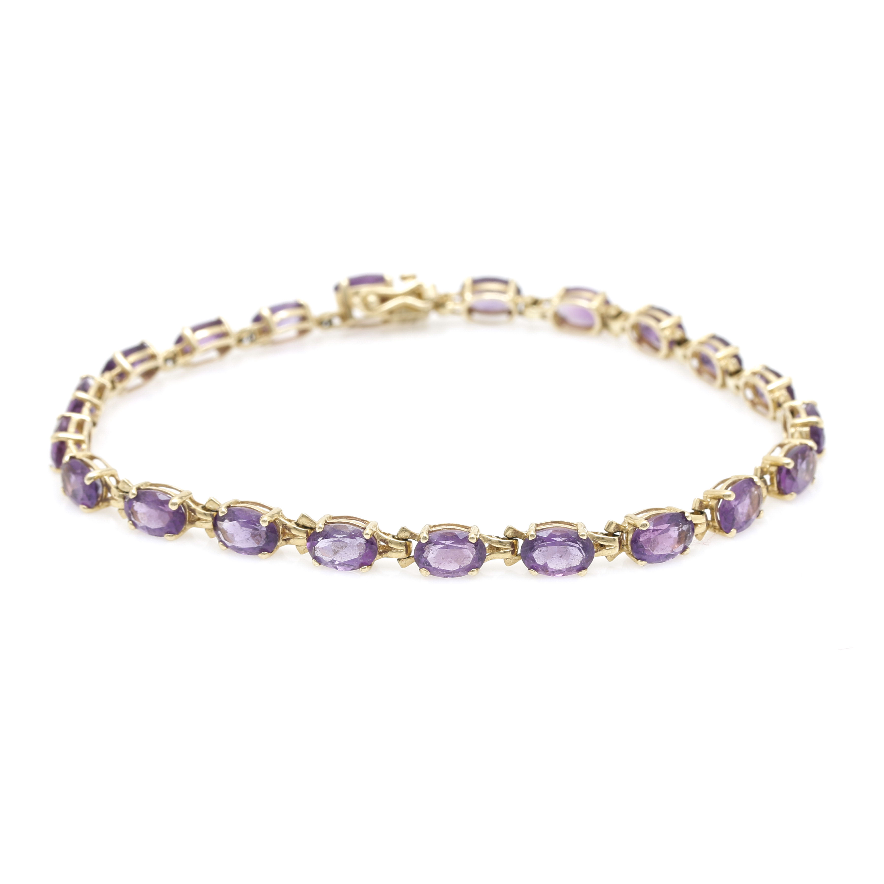 14K Yellow Gold Amethyst Bracelet