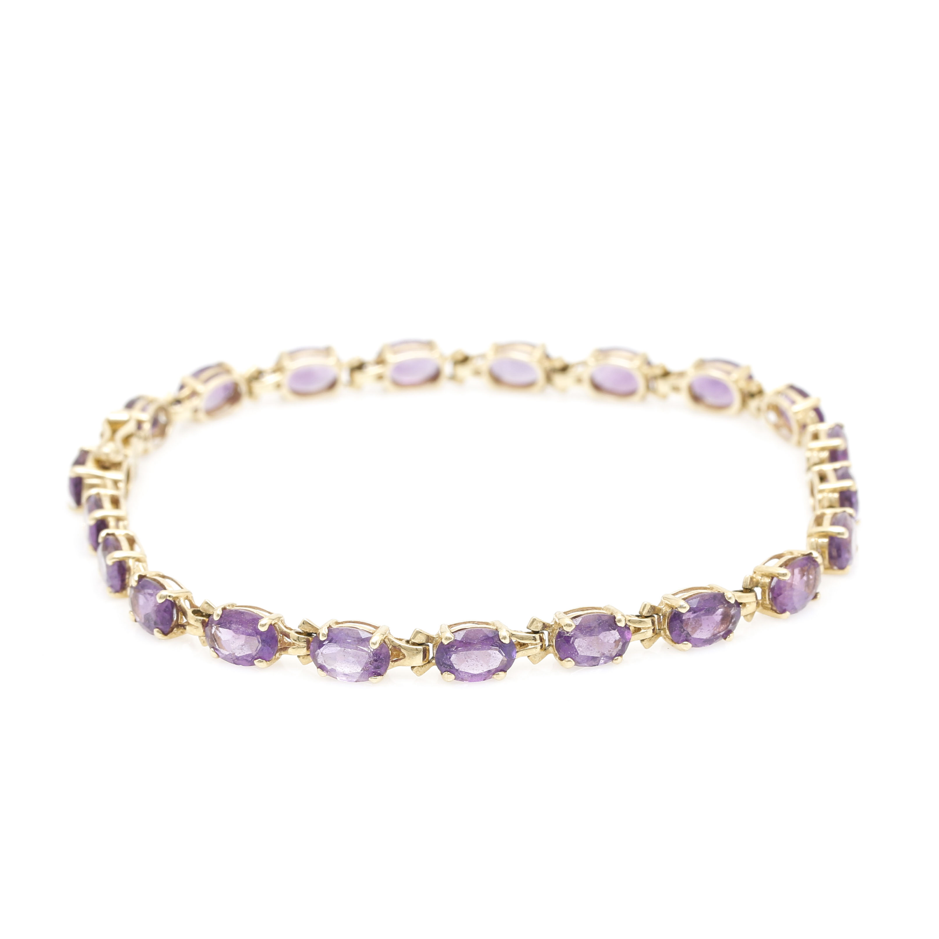 14K Yellow Gold Amethyst Bracelet