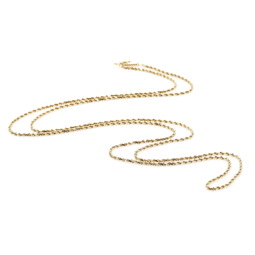 14K Yellow Gold French Rope Chain Necklace
