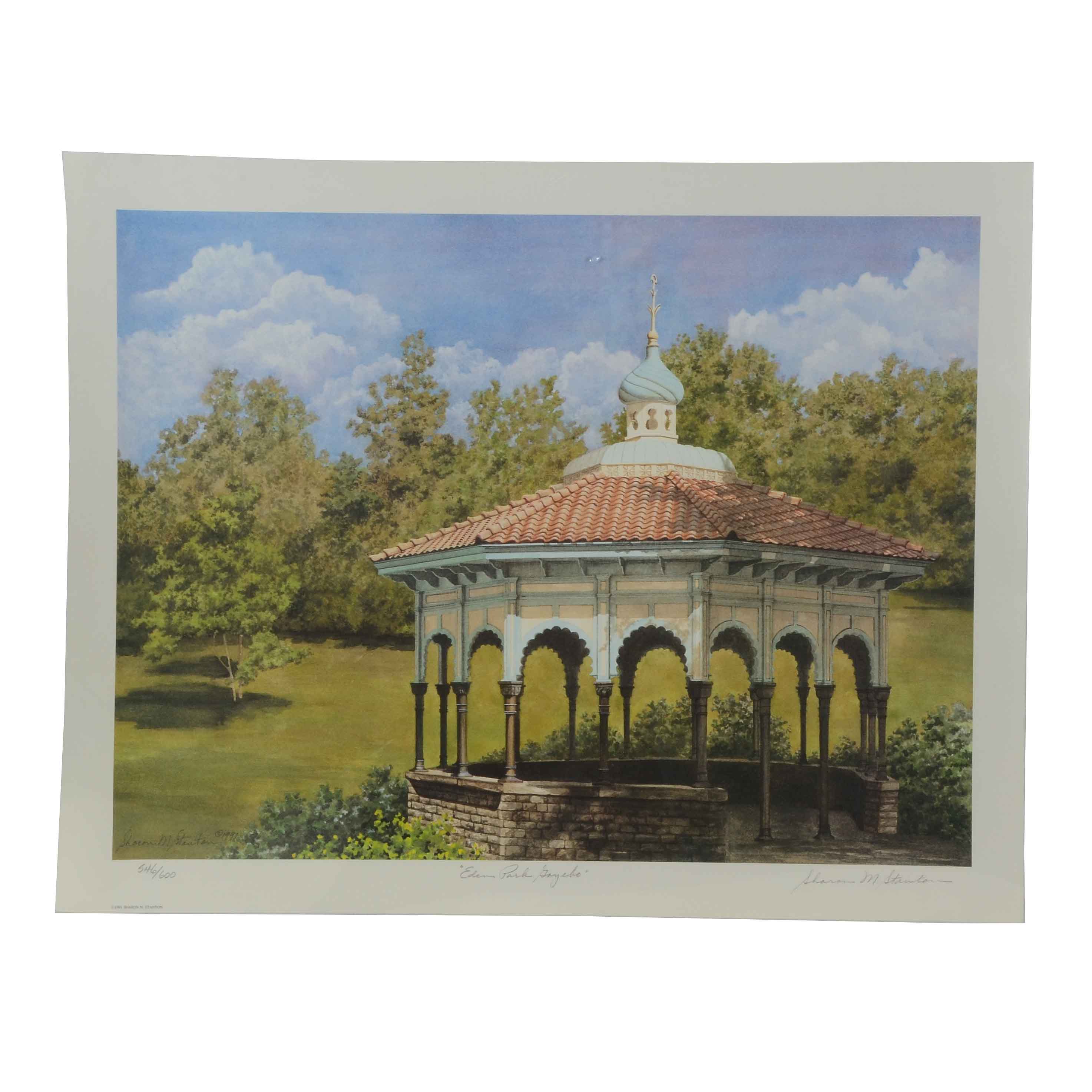 Sharon M. Stanton 1991 Limited Edition Offset Lithograph "Eden Park Gazebo"
