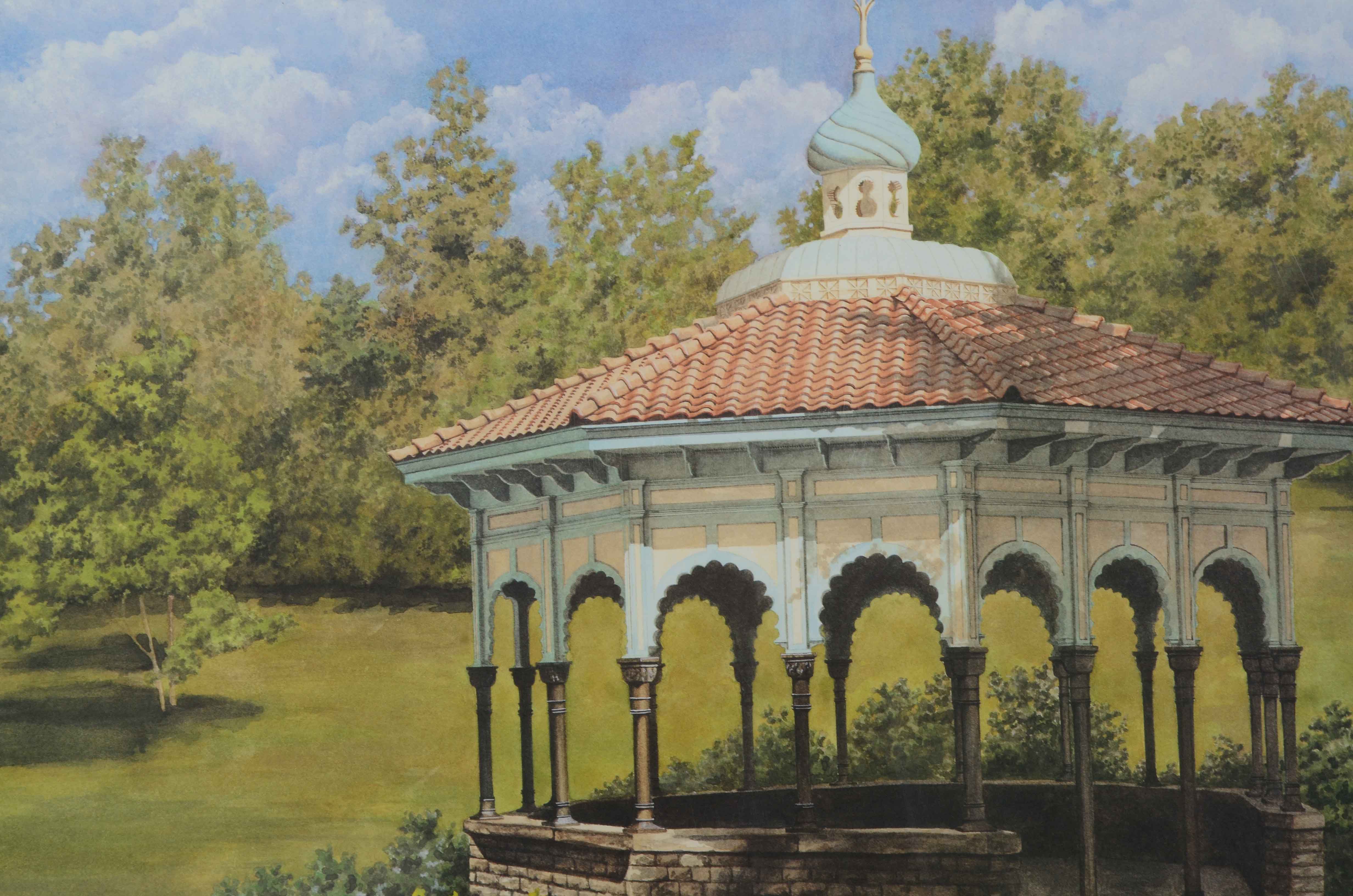 Sharon M. Stanton 1991 Limited Edition Offset Lithograph "Eden Park Gazebo"