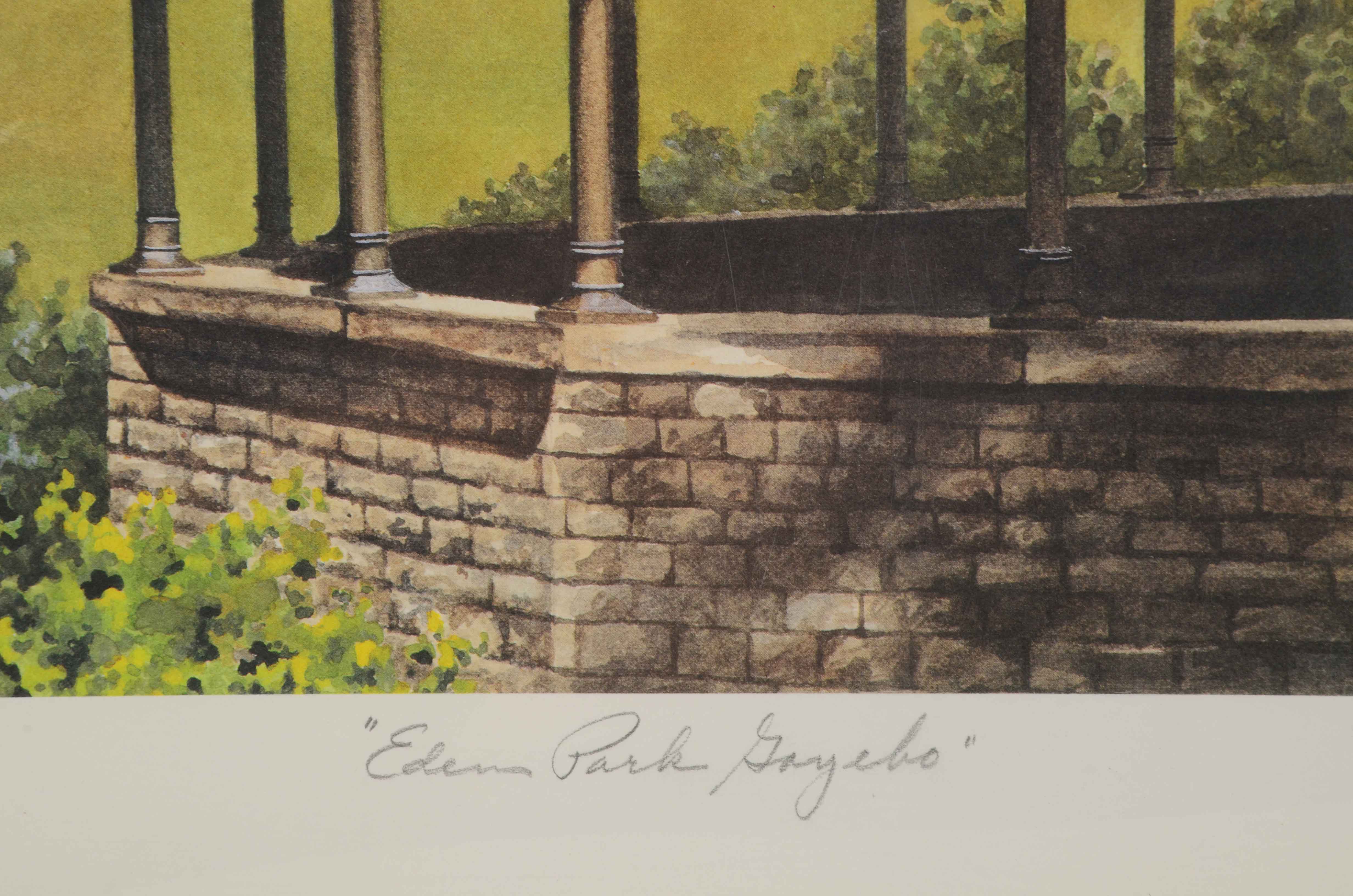 Sharon M. Stanton 1991 Limited Edition Offset Lithograph "Eden Park Gazebo"