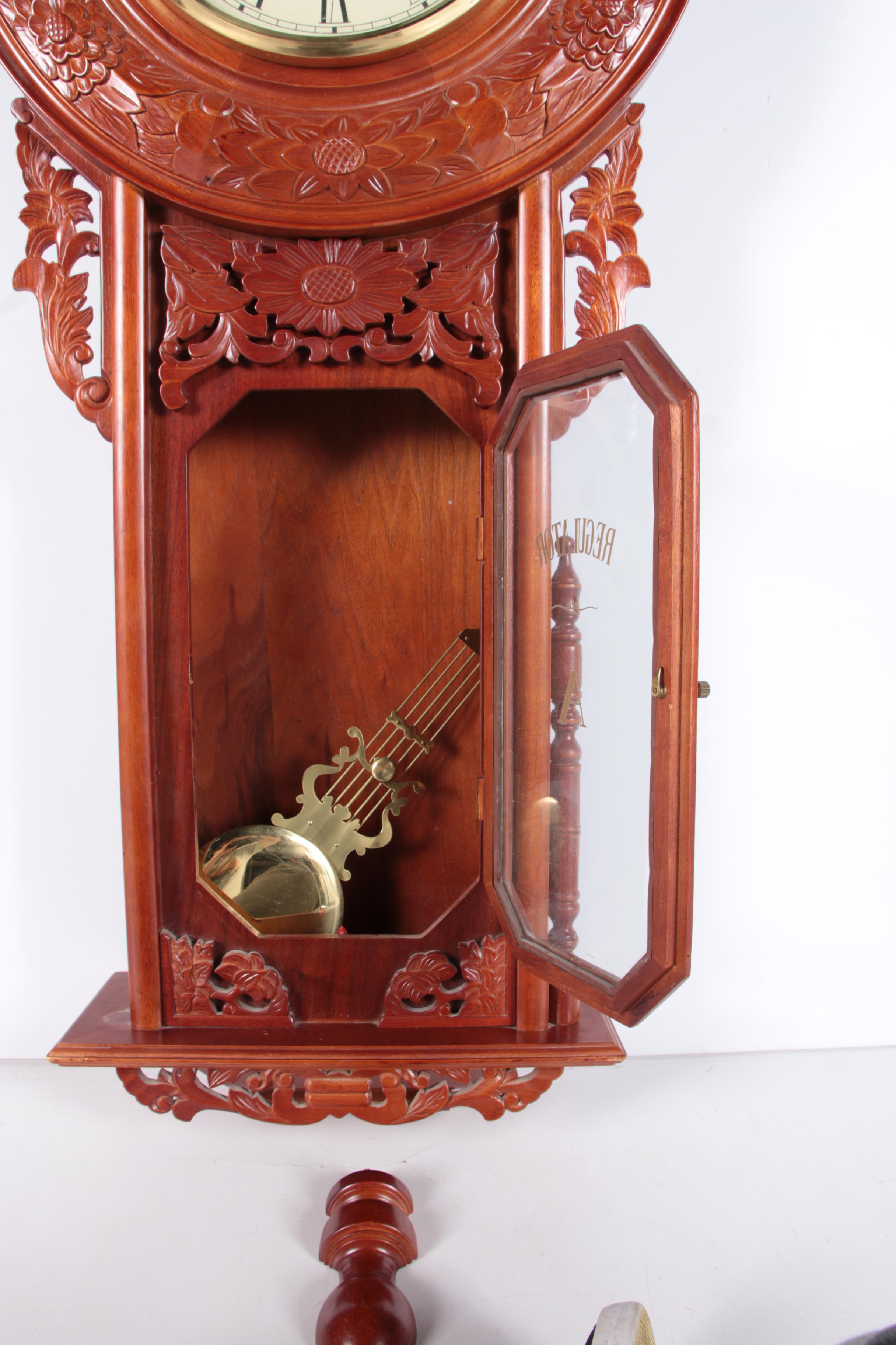 Cherry Wood Tone Pendulum Wall Clock