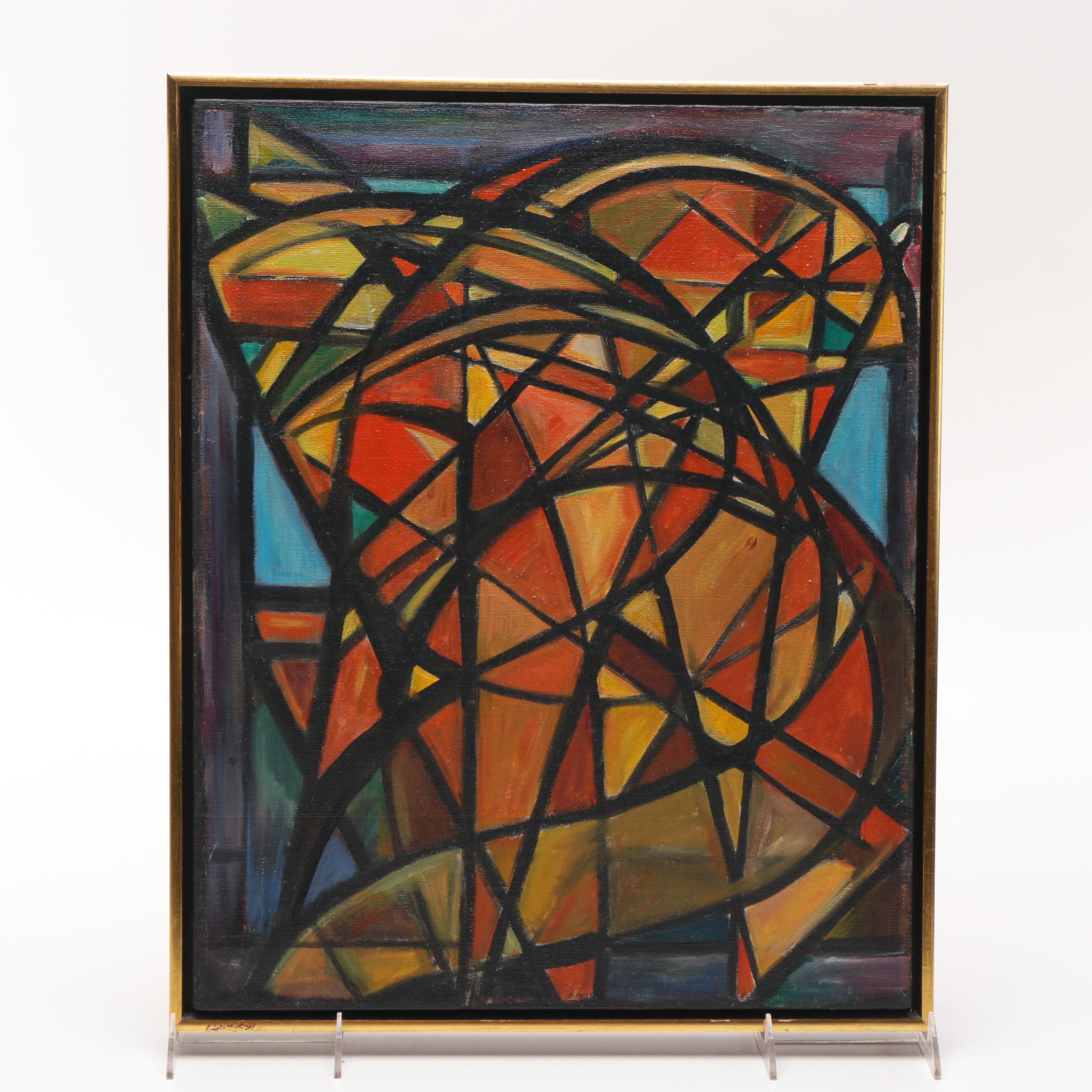 1959 M. W. Dominick Abstract Oil Painting on Canvas "Steeds"